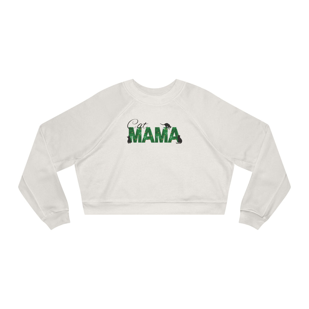 Christmas Cat Mama Women's Cropped Fleece Pullover