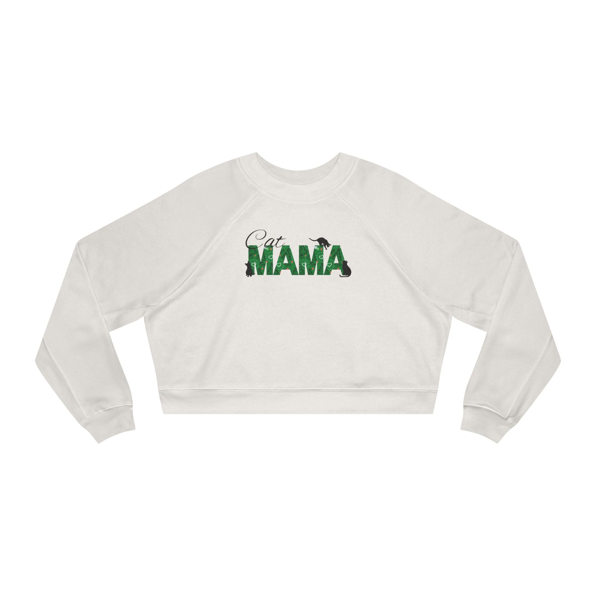 Christmas Cat Mama Women's Cropped Fleece Pullover