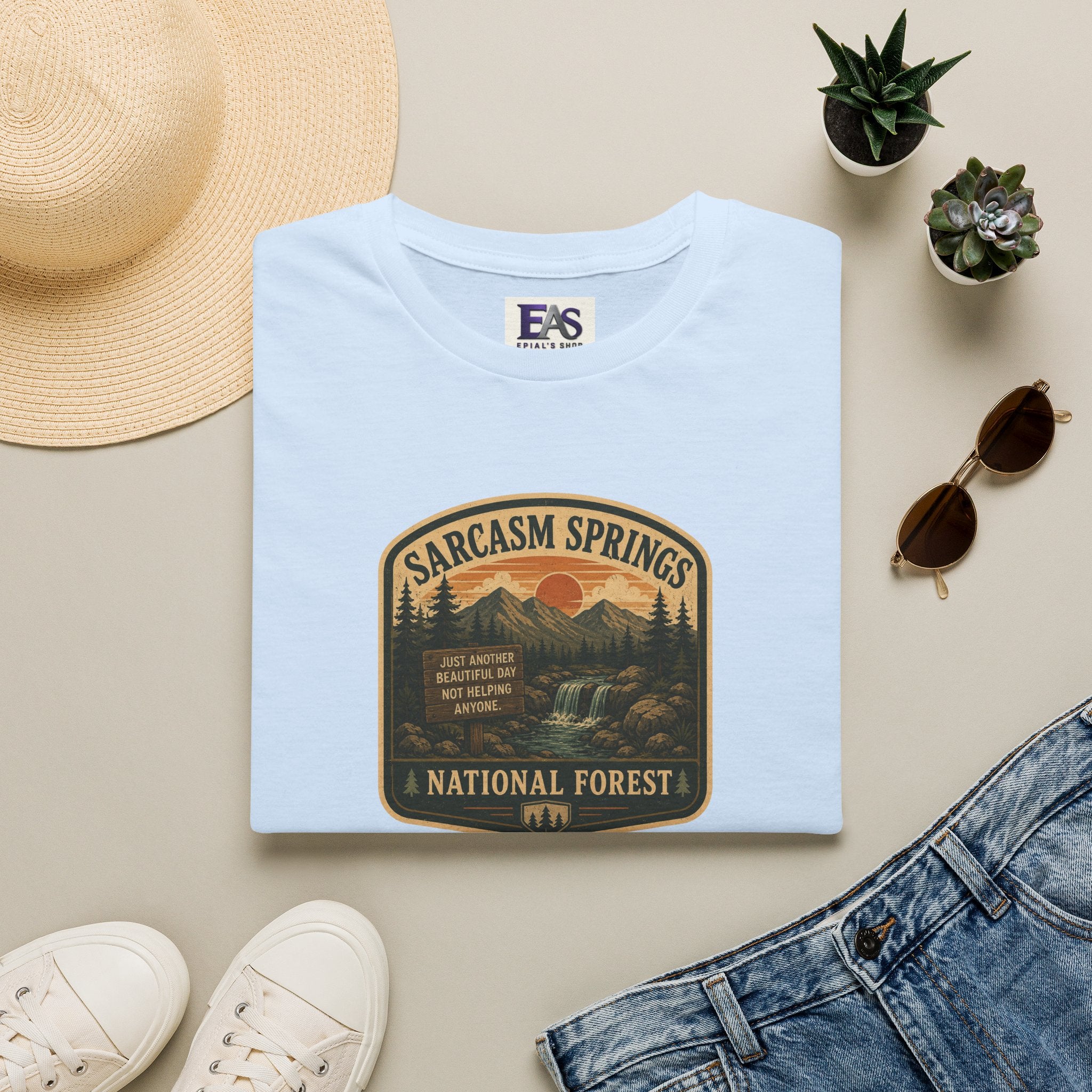 Sarcasm Springs National Forest Unisex T-Shirt | Funny Retro Outdoors Graphic Tee
