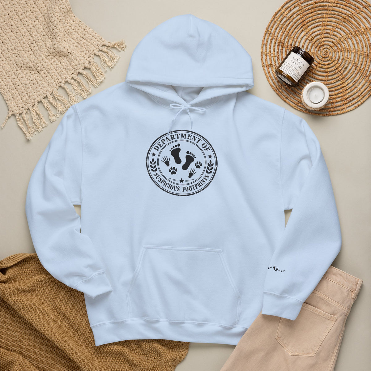 Department of Suspicious Footprints Hoodie | Bigfoot, Raccoon & Cat Cryptid Sweatshirt