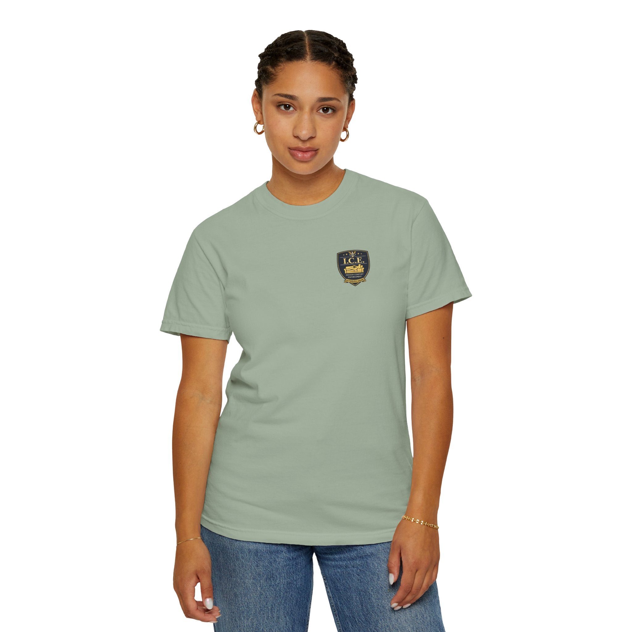 I.C.E. Badge T-Shirt | Institute of Cozy Excellence Parody Tee