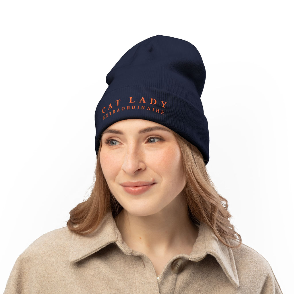 Cat Lady Extraordinaire Knit Beanie, Cozy Winter Hat