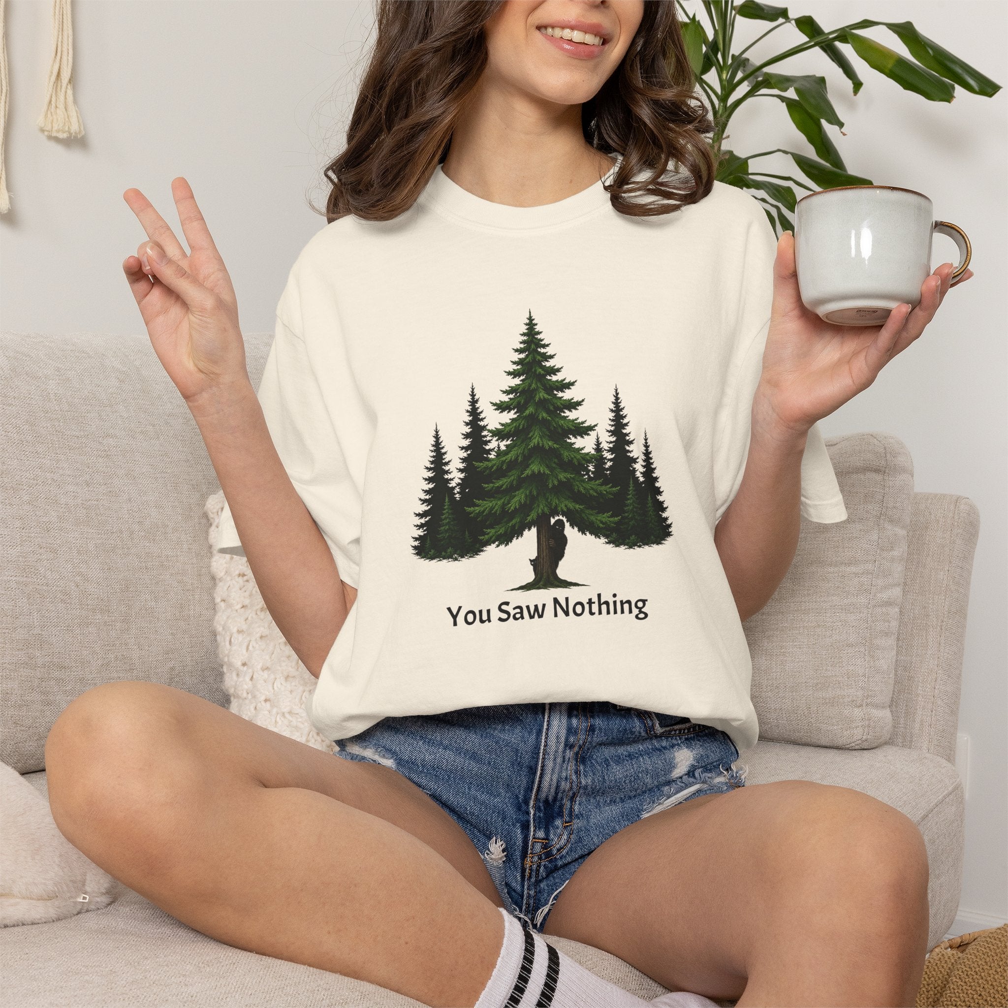 You Saw Nothing Bigfoot & Cat Garment-Dyed T-Shirt