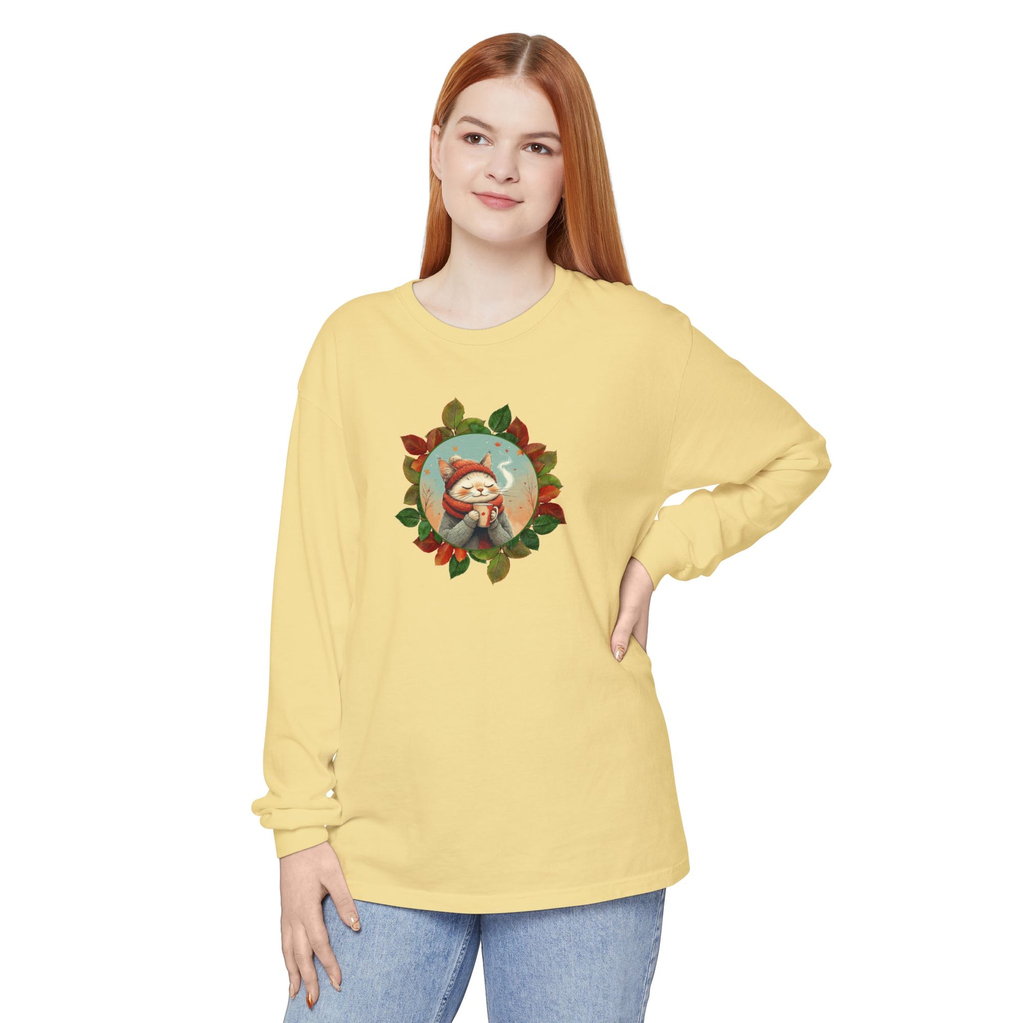 Country Autumn Kitty Long Sleeve T-Shirt | Fall Fashion