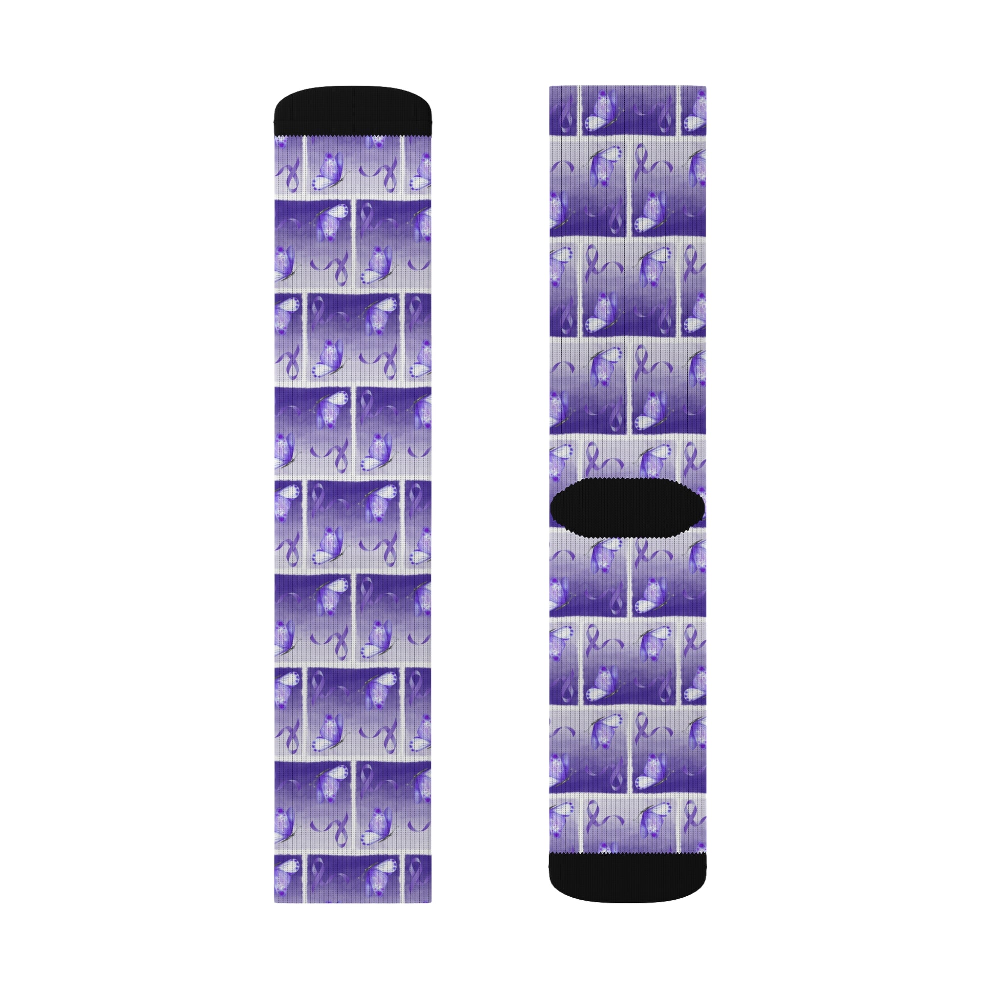 Purple Ribbon Butterfly Epilepsy Awareness Socks