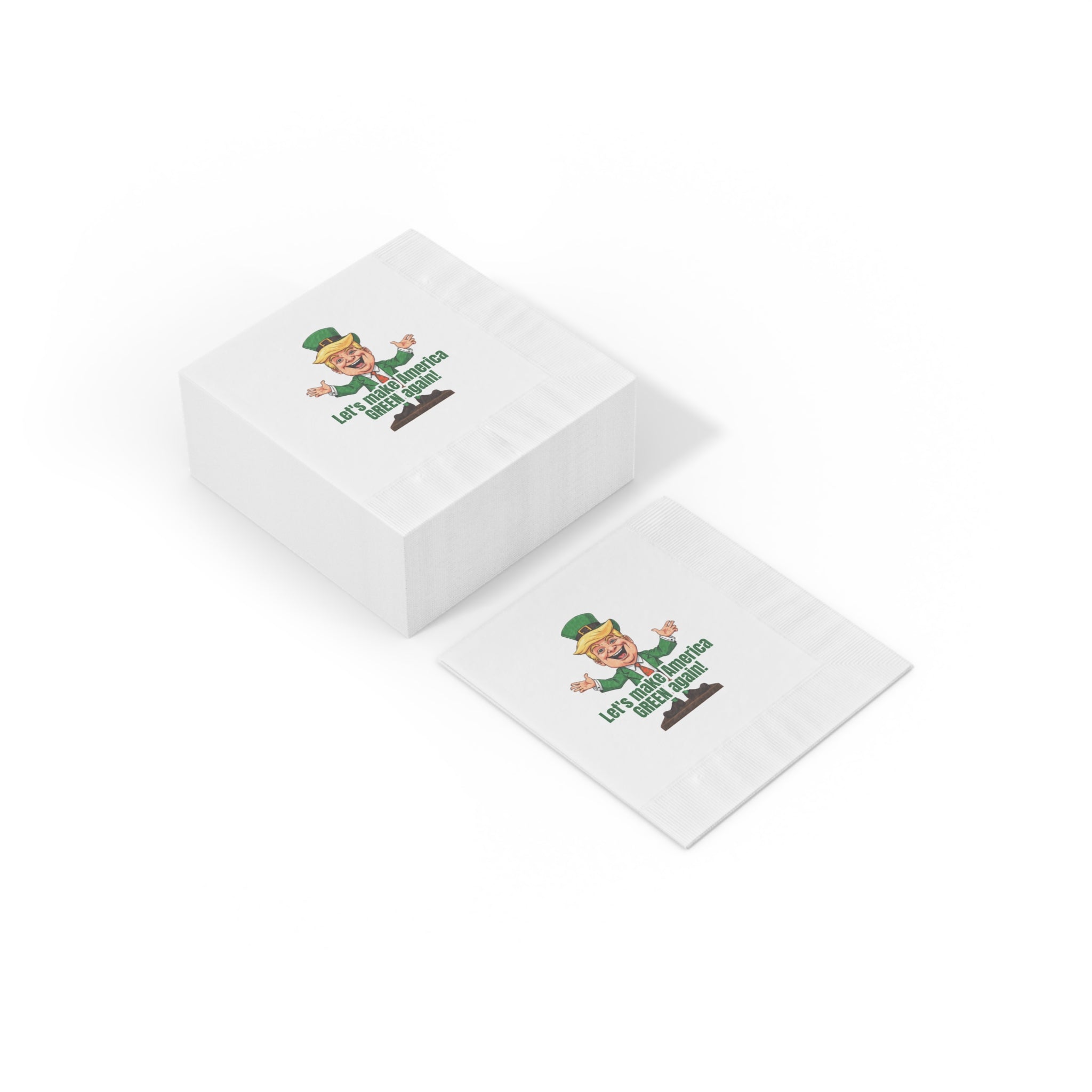 Parody St. Patrick's Day White Coined Napkins