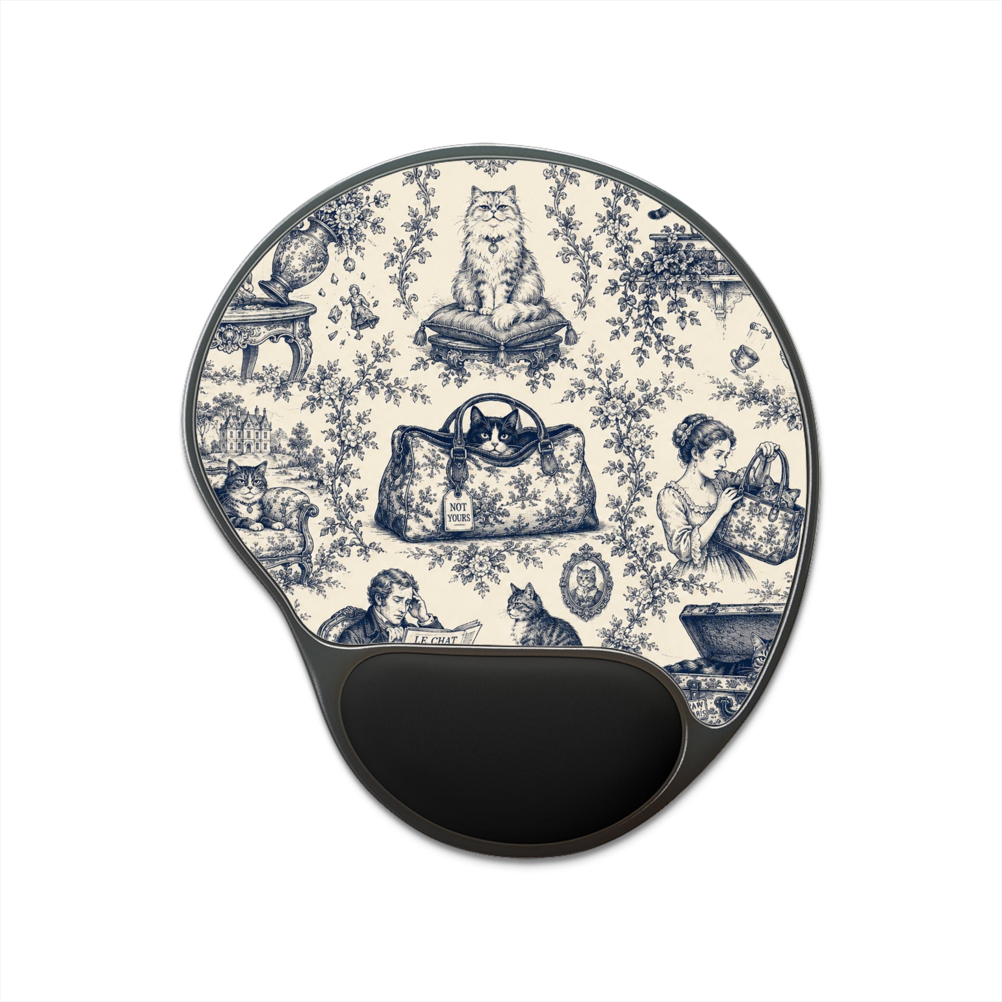Not Yours Cat Toile Ergonomic Mouse Pad