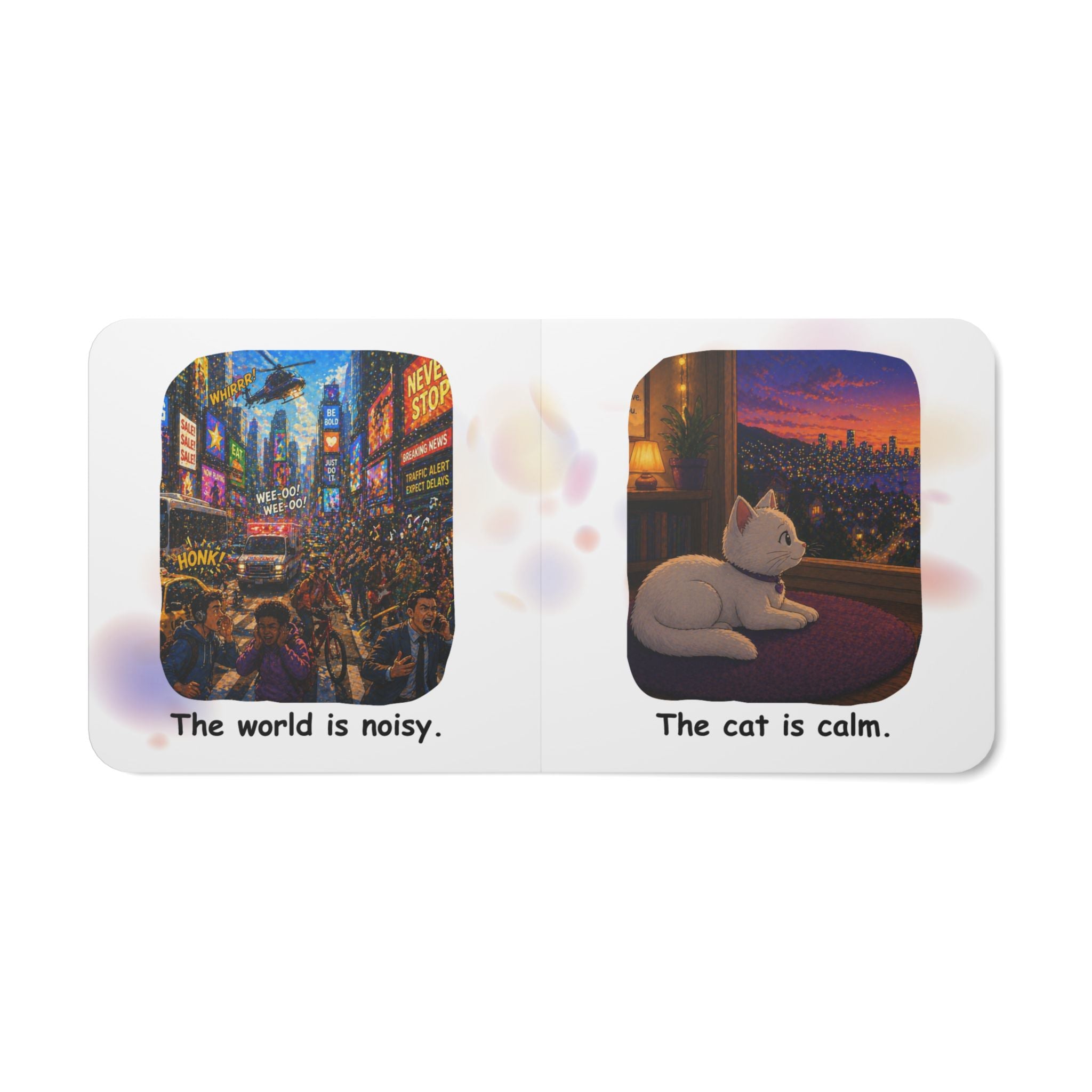 Quiet Cat. Loud World. Board Book for Kids – Calm, Cozy Bedtime Story