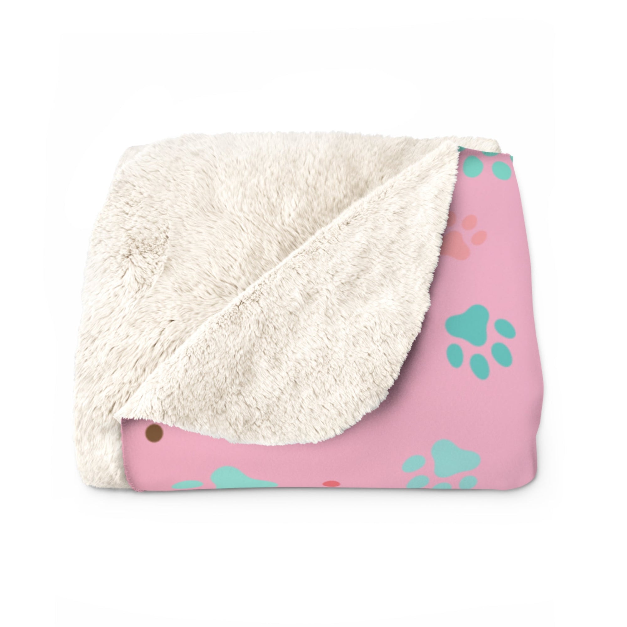 Cozy Paw Print Sherpa Fleece Blanket | Perfect for Pet Lovers Printify