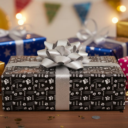 Cat Paw Scratch Gift Wrap – Black & White