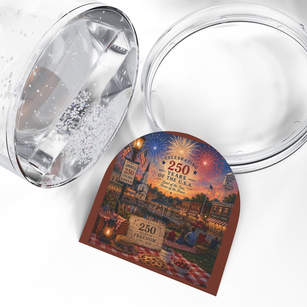 America 250 Small Town Celebration Patriotic Semiquincentennial Keepsake Glitter Globe