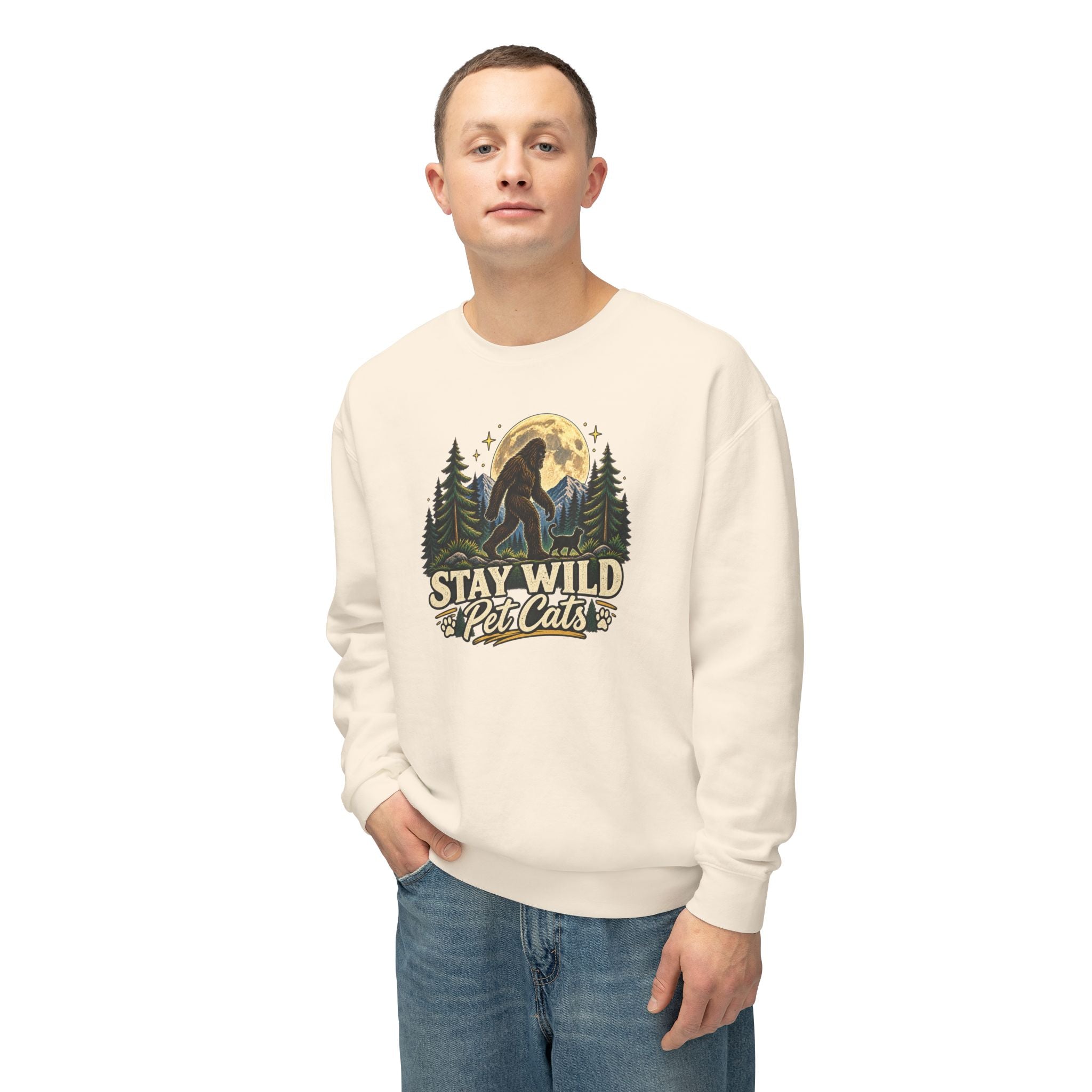 Stay Wild Pet Cats Sasquatch Crewneck Sweatshirt