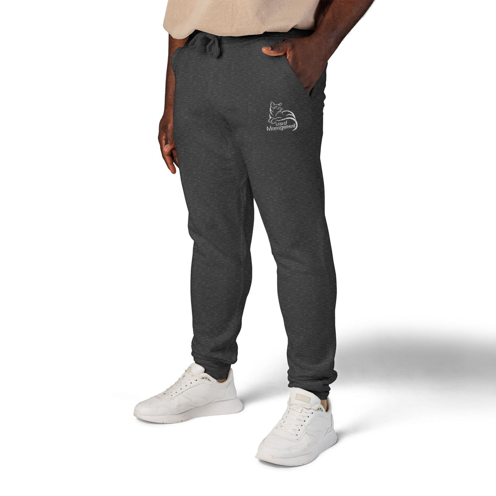 Lap of Management Embroidered Cat Fleece Joggers