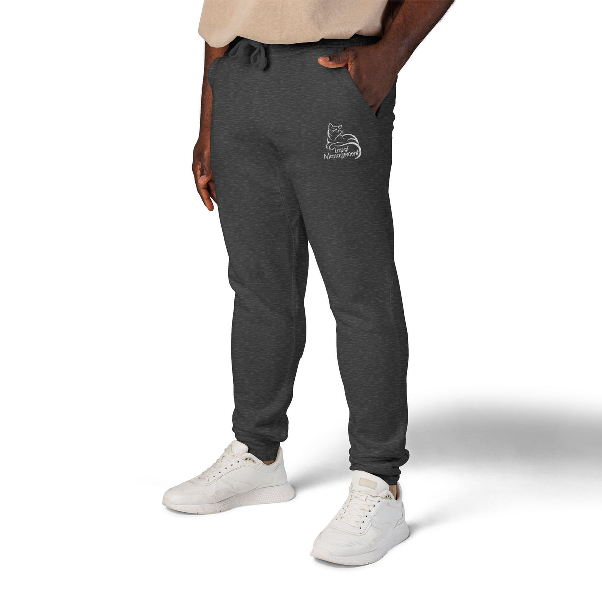 Lap of Management Embroidered Cat Fleece Joggers