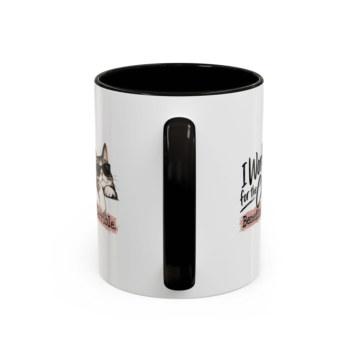 I Work for the Cat Coffee Mug | Funny Cat Lover Ceramic Mug (11oz/15oz)