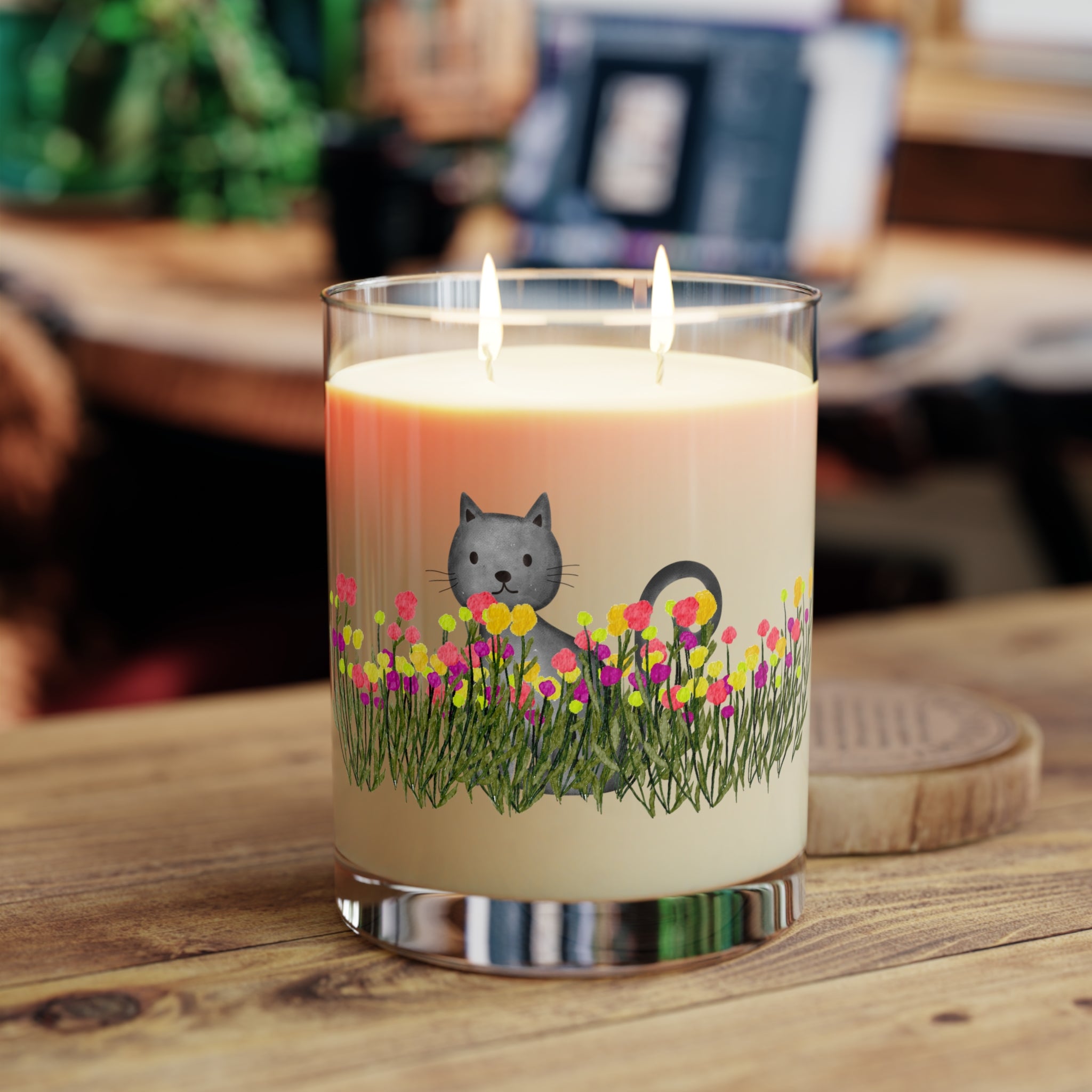 Cat in the Wildflowers Scented Candle – Cozy Floral Cat Candle