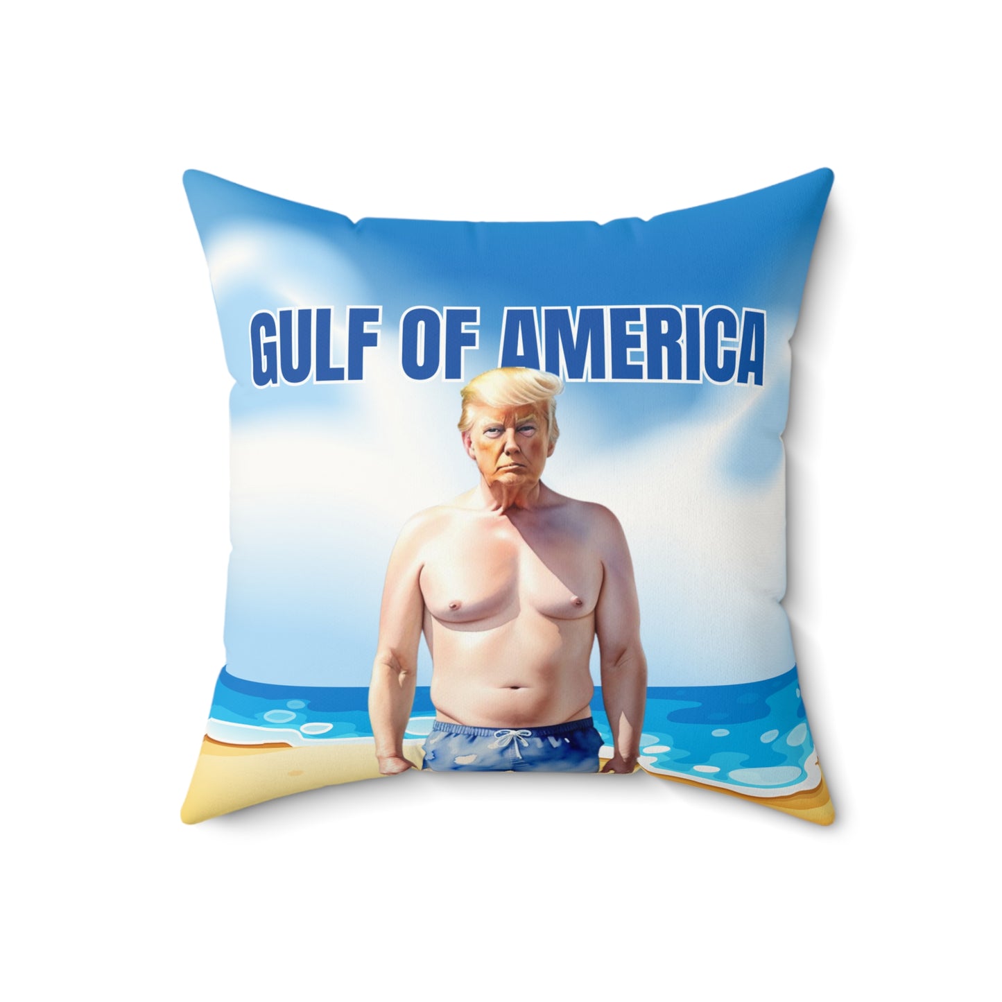 Gulf of America Faux Suede Square Pillow - Beach Decor
