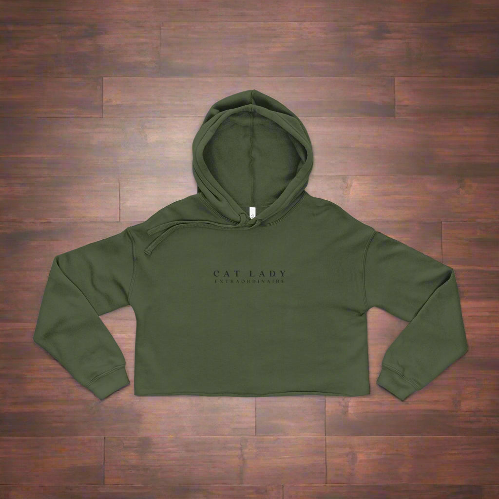 Cat Lady Cropped Hoodie, Cute Casual Wear