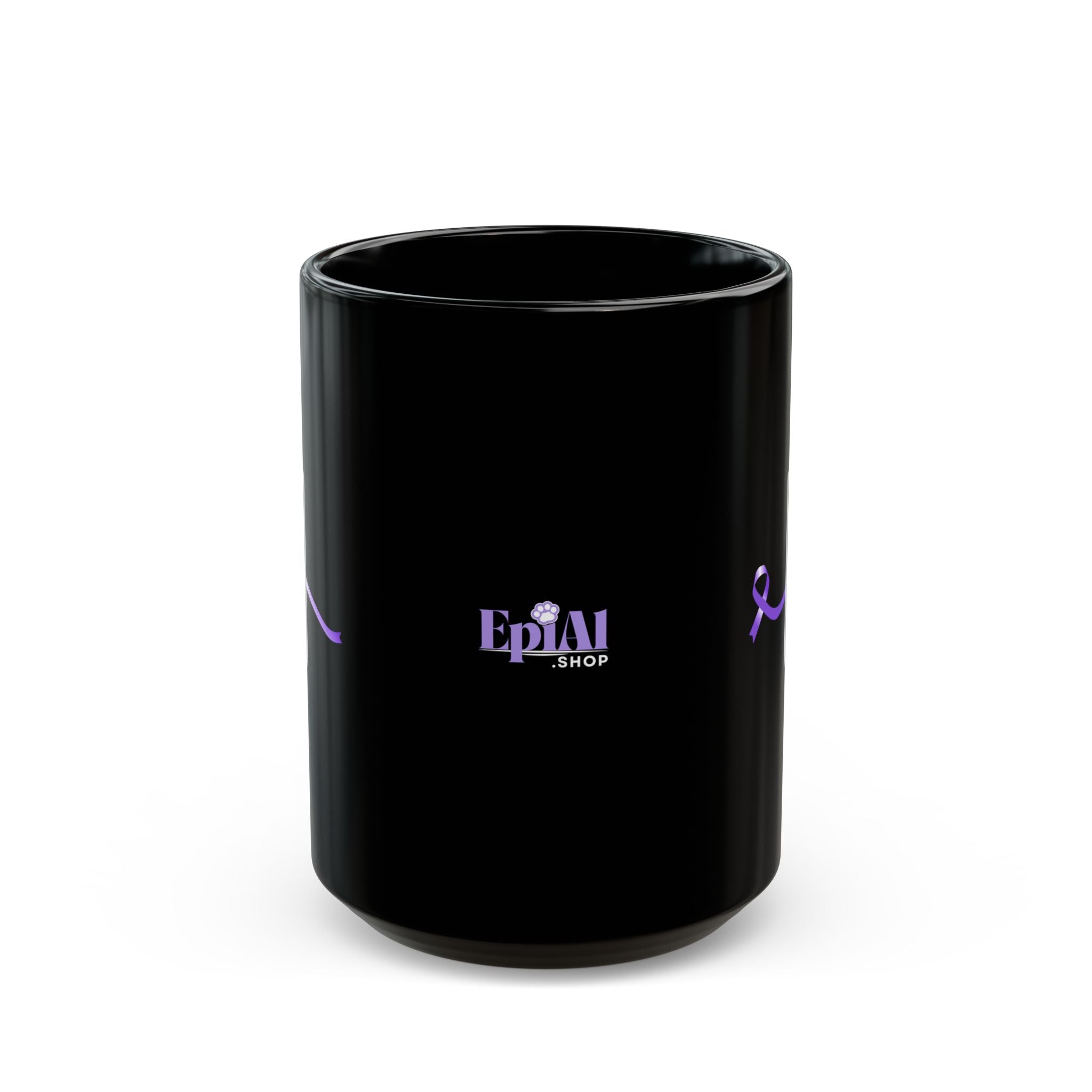 Pause for Epilepsy Awareness Purple Ribbon Black Ceramic Mug (11oz & 15oz)