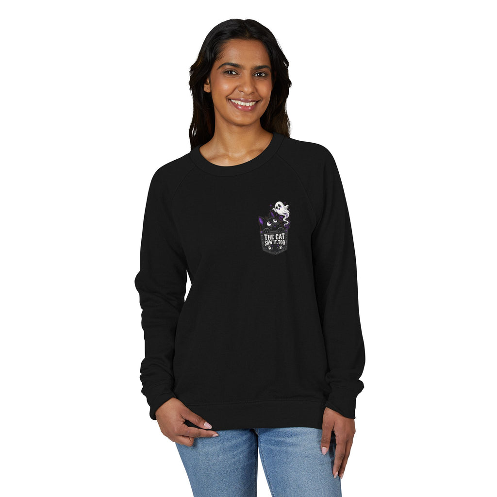 The Cat Saw It, Too Halloween Pocket Crewneck Sweatshirt