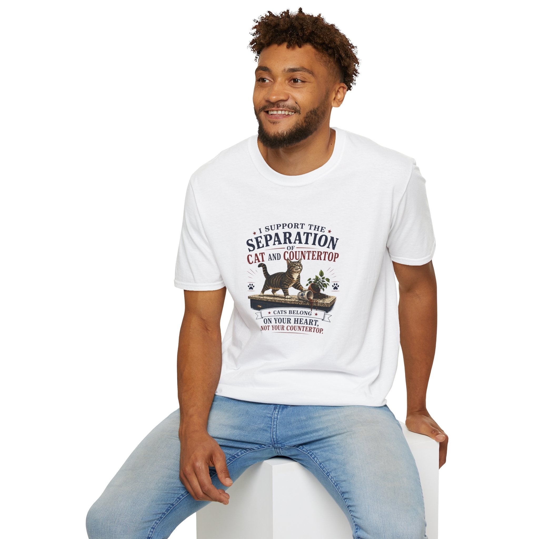 Separation of Cat and Countertop T-Shirt | Funny Cat Lover Tee