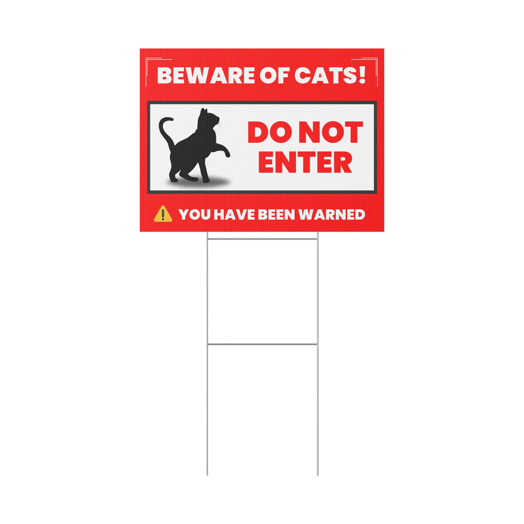 Beware of Cats Yard Sign | Funny Outdoor Decor | Do Not Enter Warning