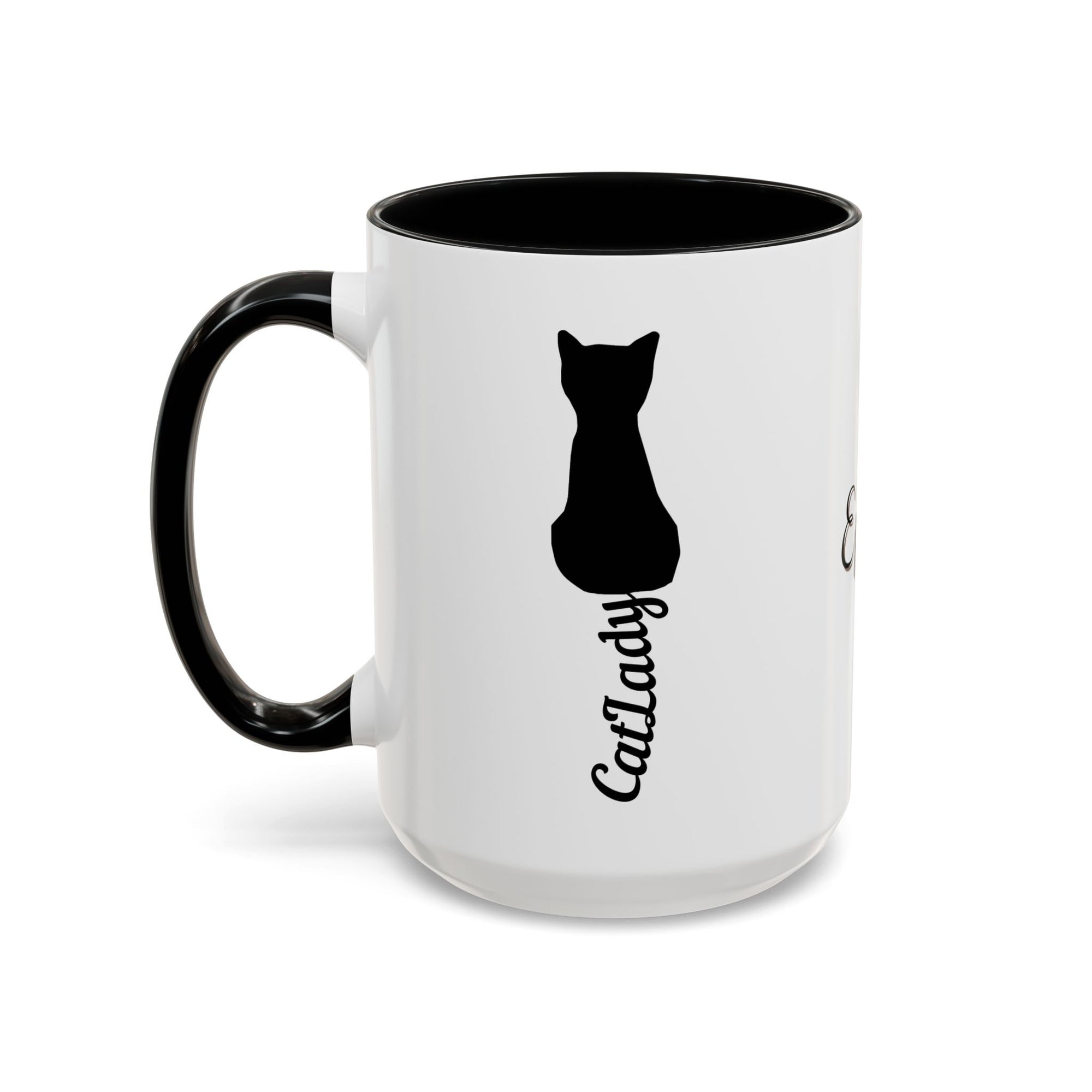 Cursive Tail Cat Lady Coffee Mug, Gift for Cat Lovers
