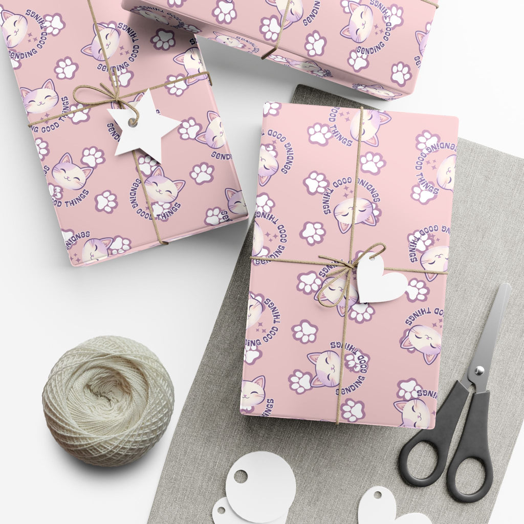 Smiling Cat Pattern Gift Wrap | All-Purpose Wrapping Paper
