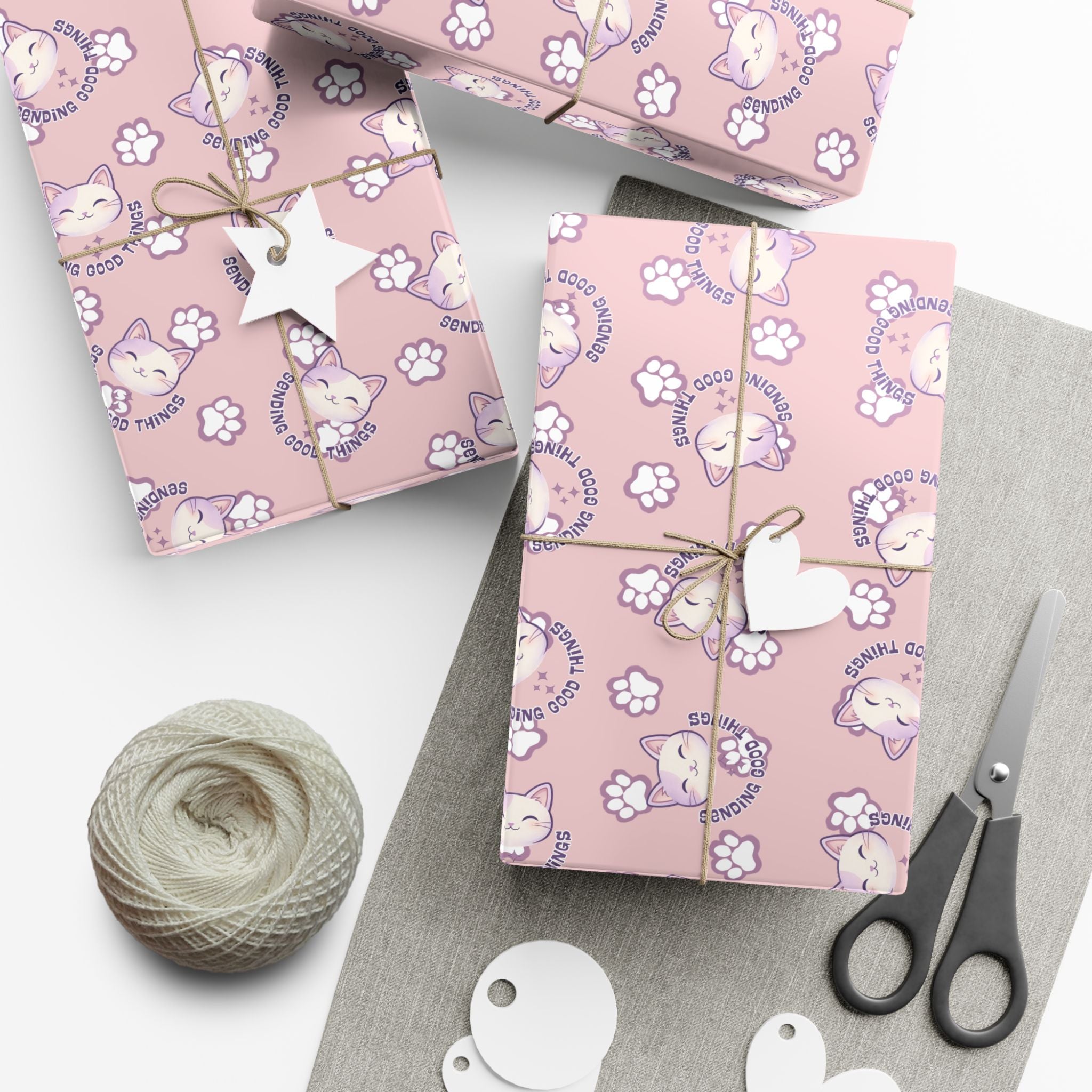 Smiling Cat Pattern Gift Wrap | All-Purpose Wrapping Paper