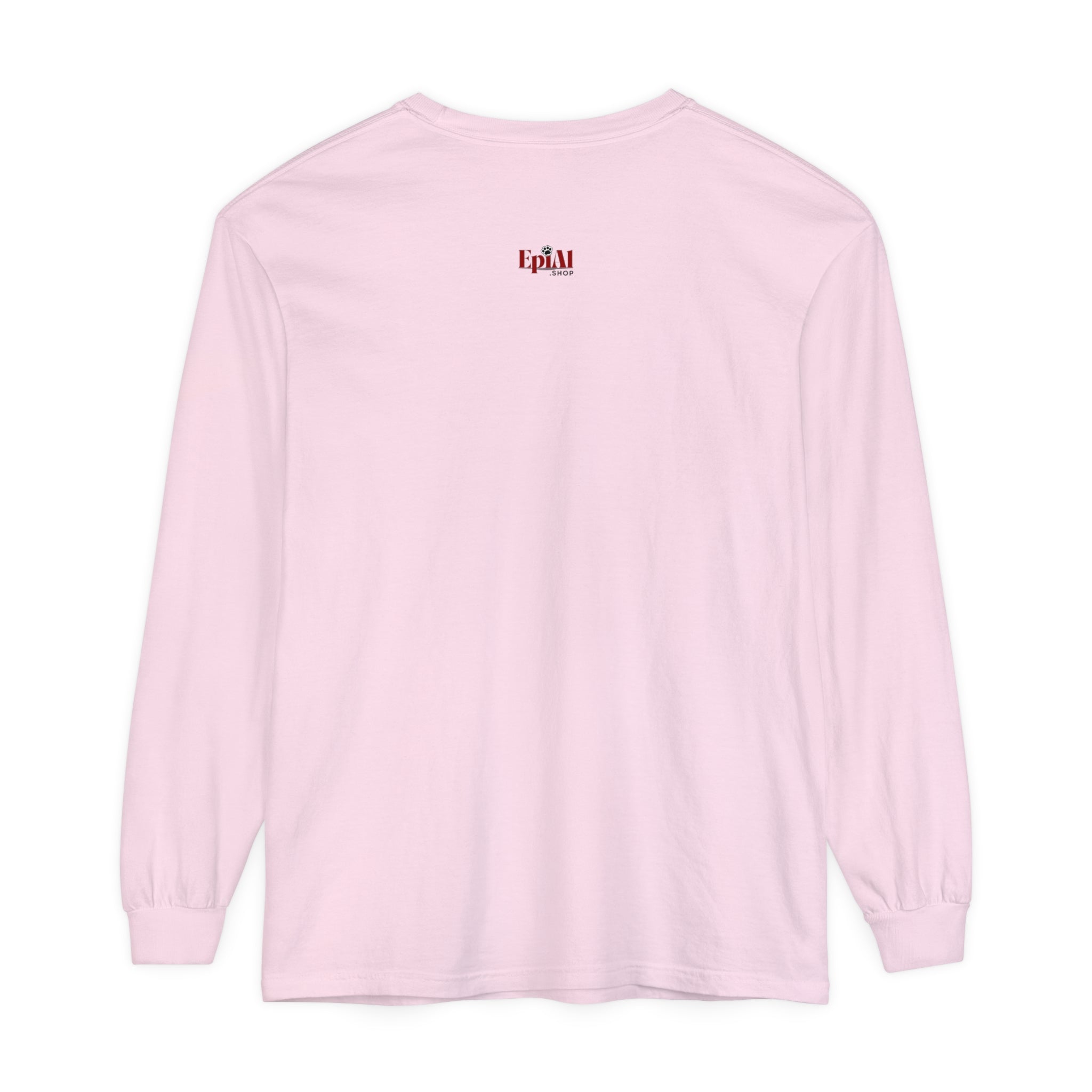 Photo depicting the ​Cat Hair Accessorized Unisex Garment-dyed Long Sleeve T-Shirt from EpiAl's Shop.