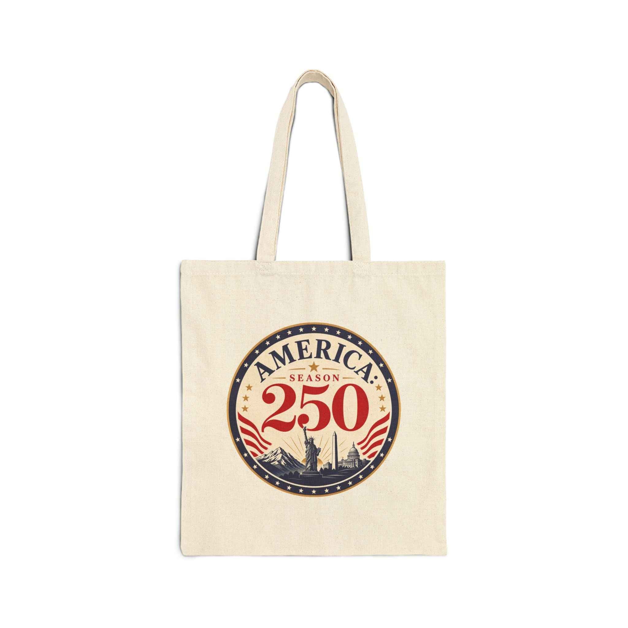 America: Season 250 Patriotic Canvas Tote Bag | USA Anniversary Carryall