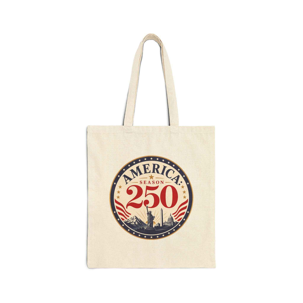 America: Season 250 Patriotic Canvas Tote Bag | USA Anniversary Carryall