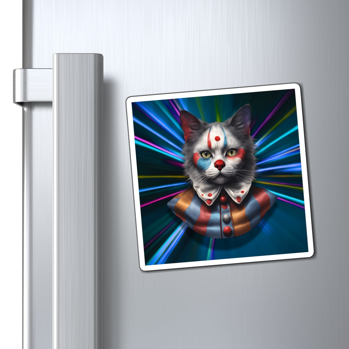 Whimsical Cat Clown Magnet - Colorful Home Decor for Cat Lovers