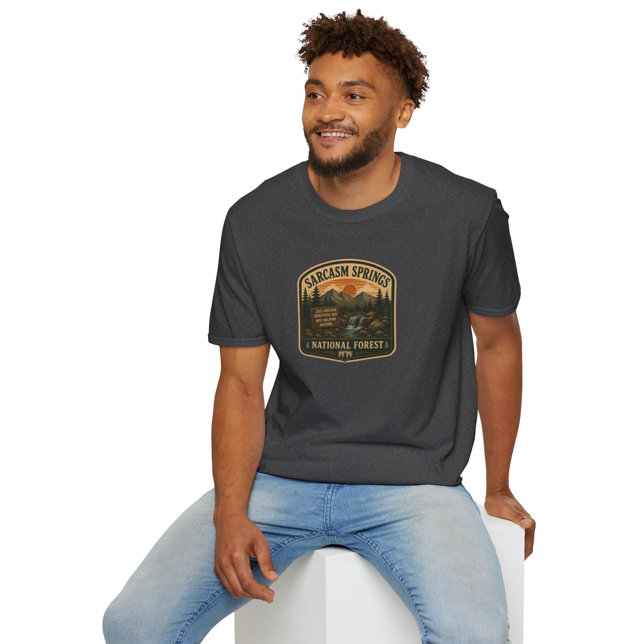 Sarcasm Springs National Forest Unisex T-Shirt | Funny Retro Outdoors Graphic Tee