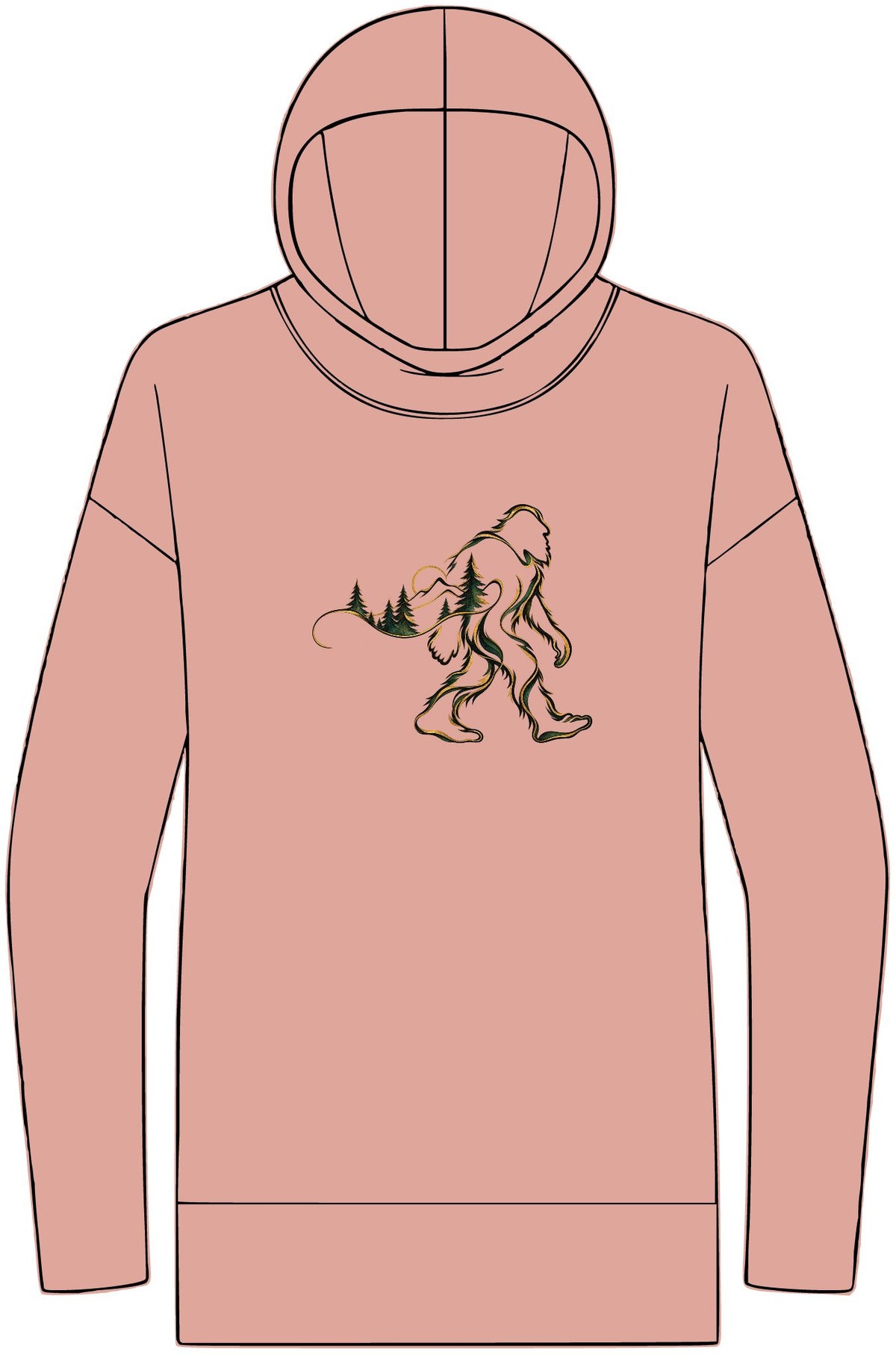 Barely There Bigfoot Women's Lightweight Hoodie | Abstract Sasquatch Forest Art