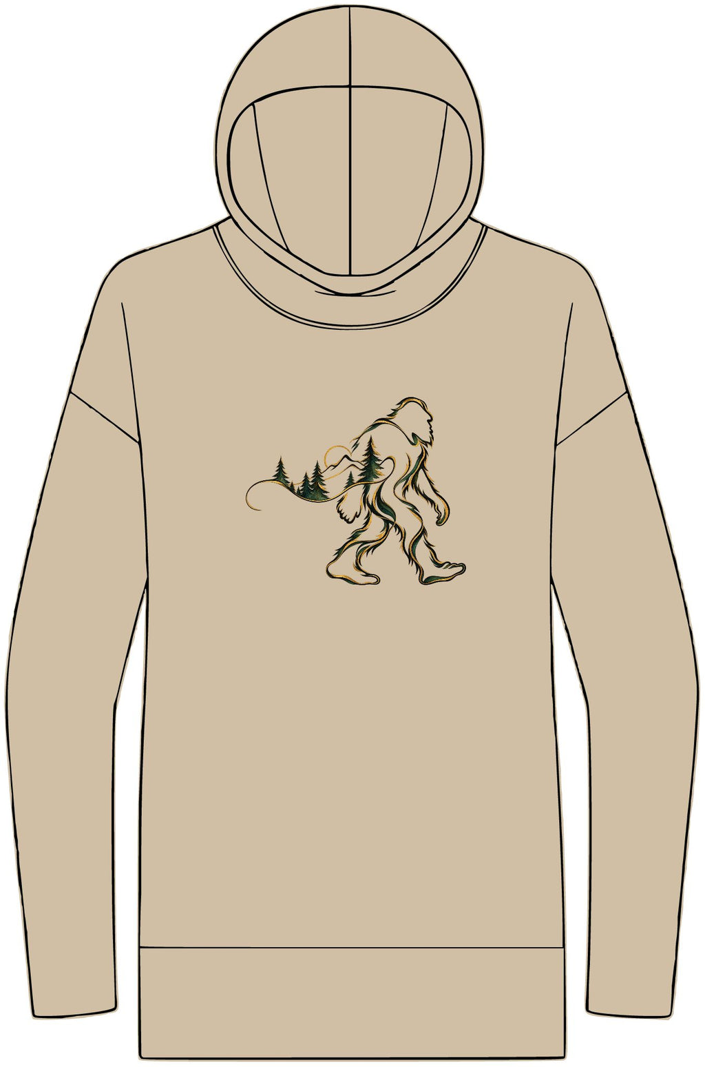 Barely There Bigfoot Women's Lightweight Hoodie | Abstract Sasquatch Forest Art