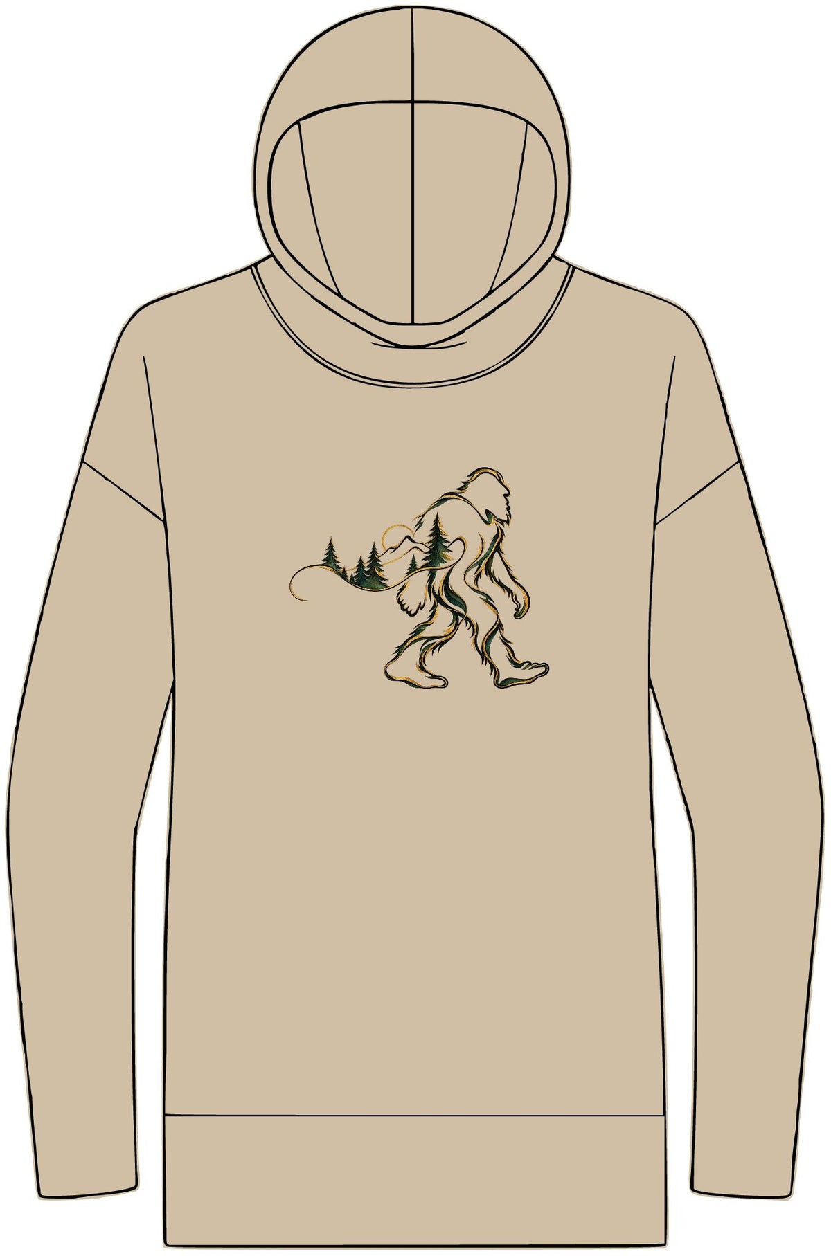 Barely There Bigfoot Women's Lightweight Hoodie | Abstract Sasquatch Forest Art
