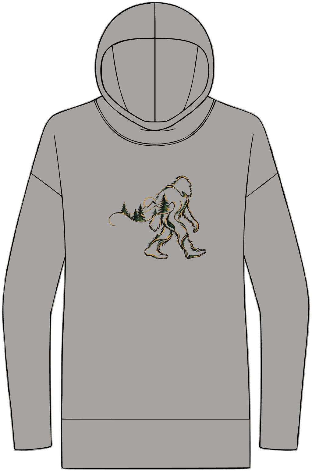 Barely There Bigfoot Women's Lightweight Hoodie | Abstract Sasquatch Forest Art