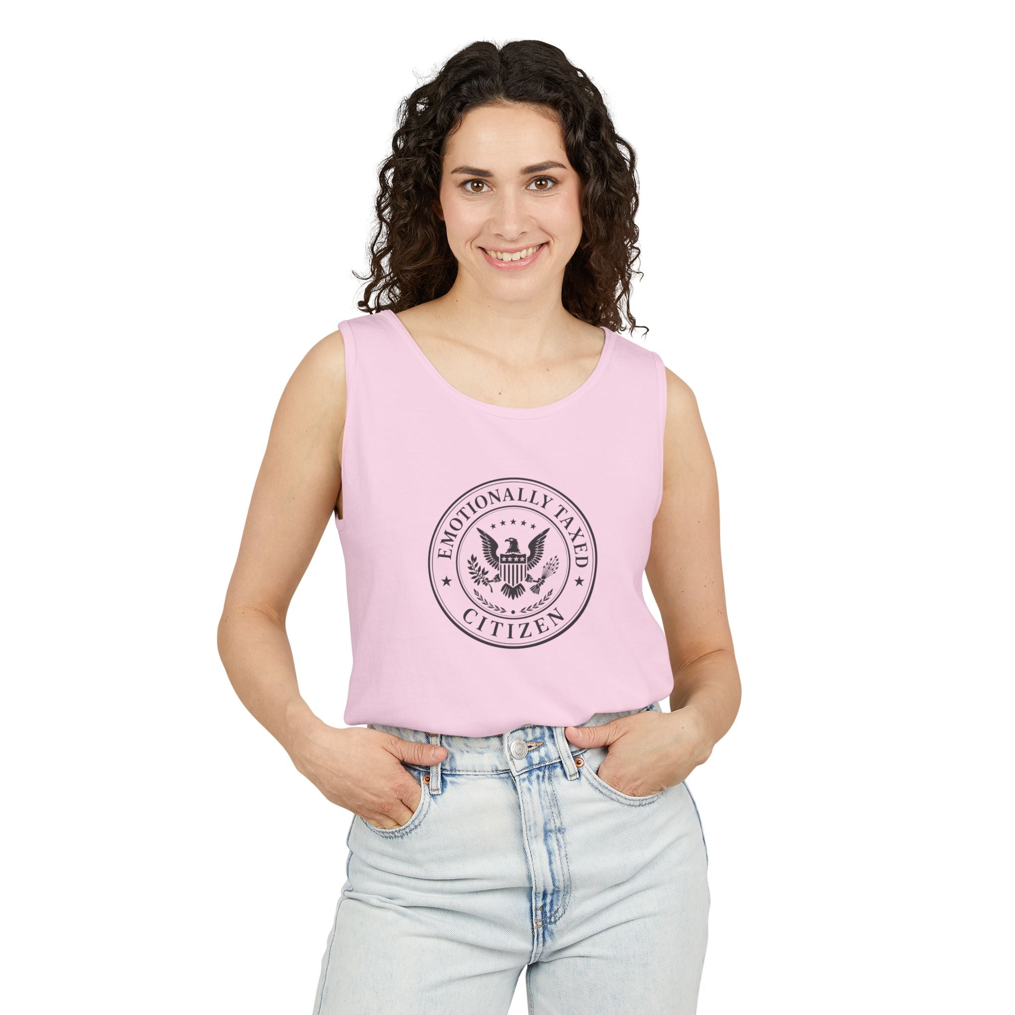 Emotionally Taxed Citizen Garment-Dyed Tank Top | Vintage Parody Cotton Tank