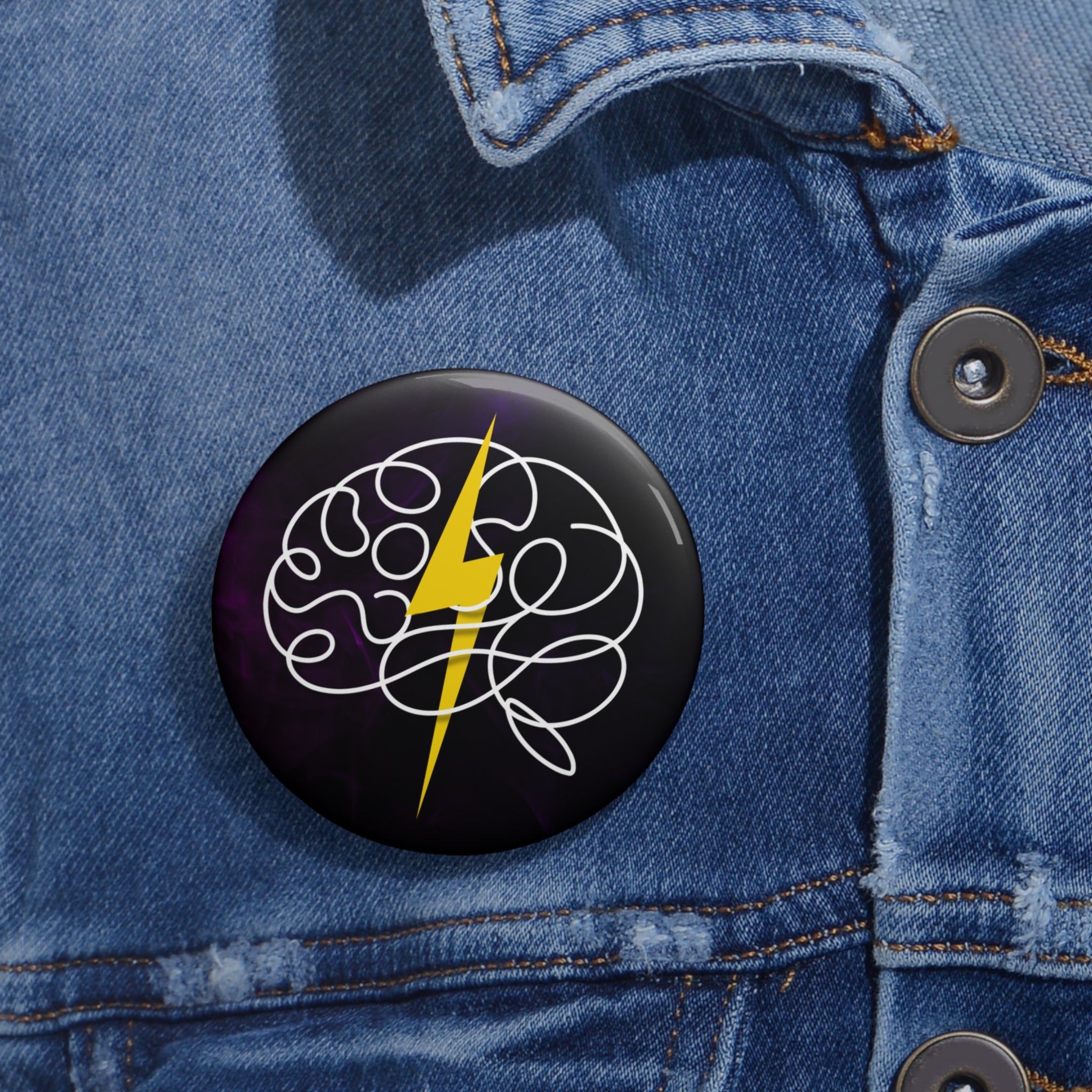 Electric Mind Epilepsy Awareness Pin Button