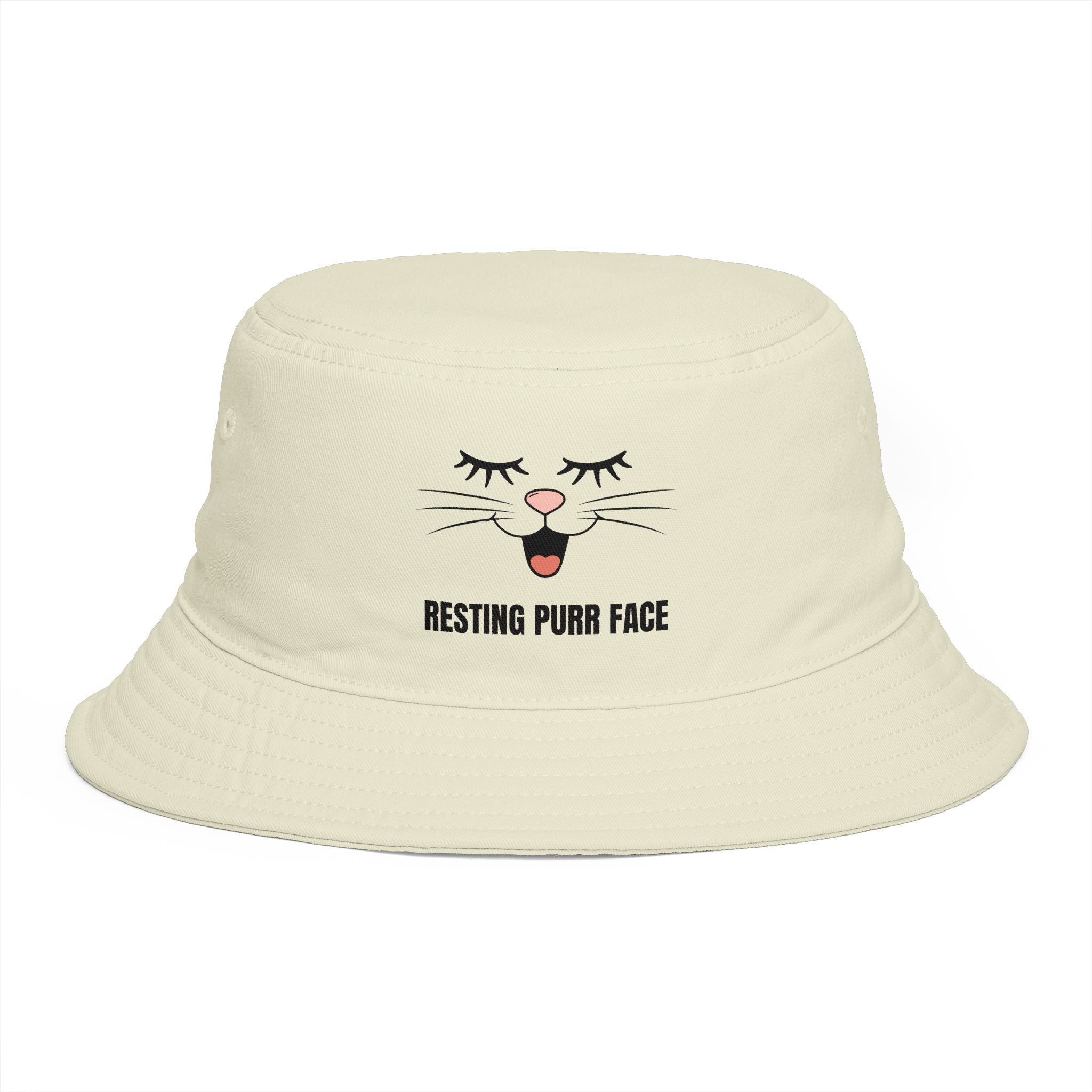 Resting Purr Face Embroidered Cat Bucket Hat