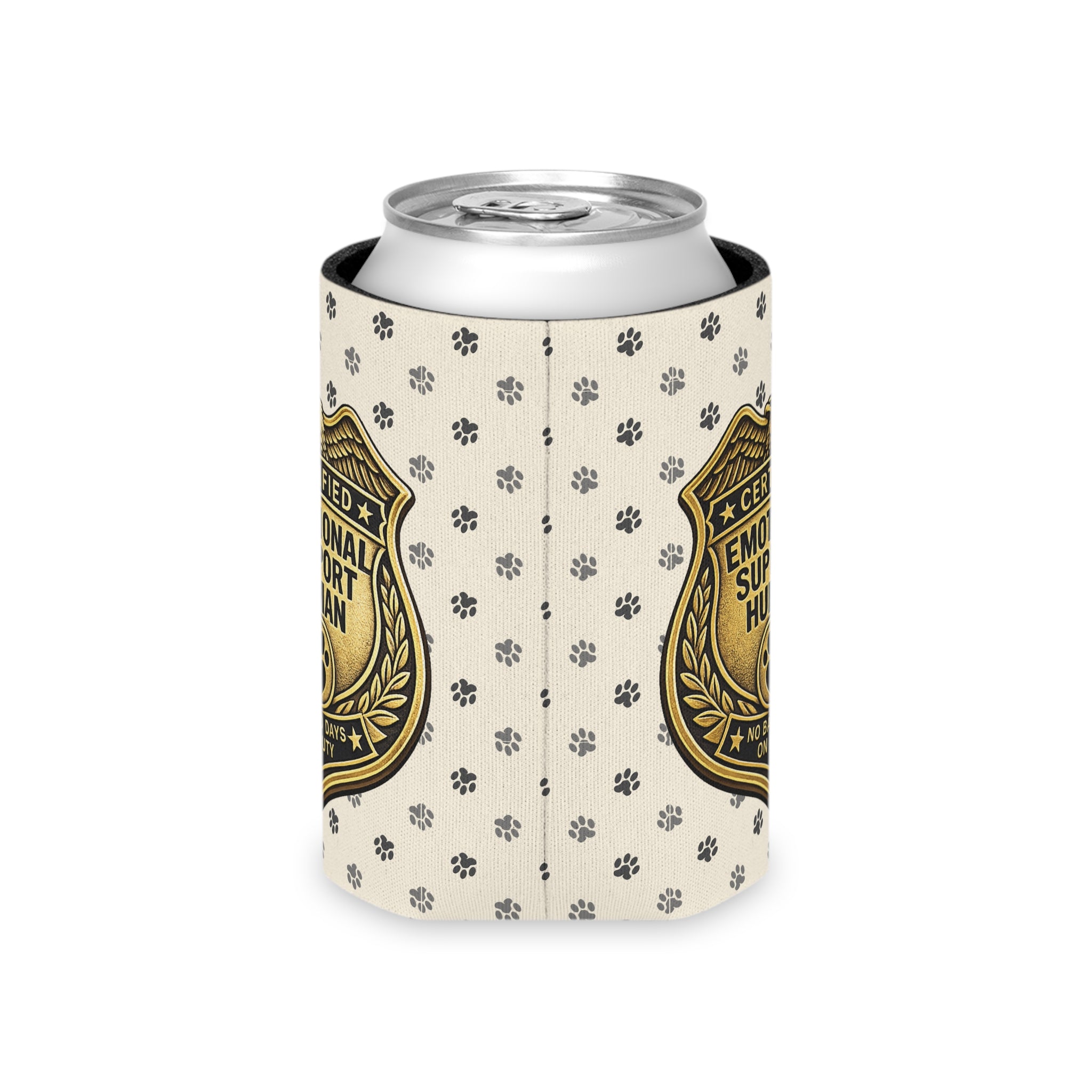 Certified Emotional Support Human Can Cooler | Funny Cat Lover Koozie