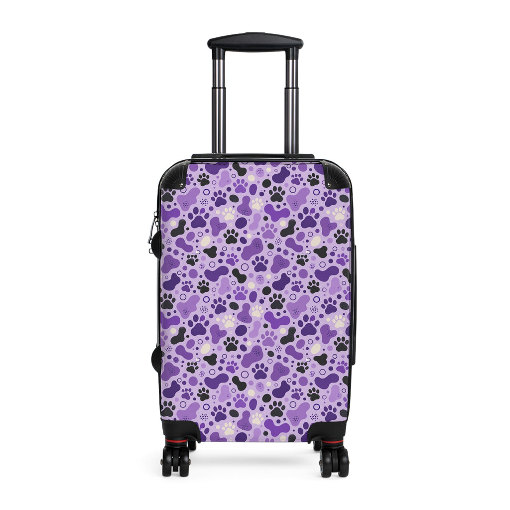 Purple Cat Paw Print Hard-Shell Suitcase | Abstract Cat Lover Luggage