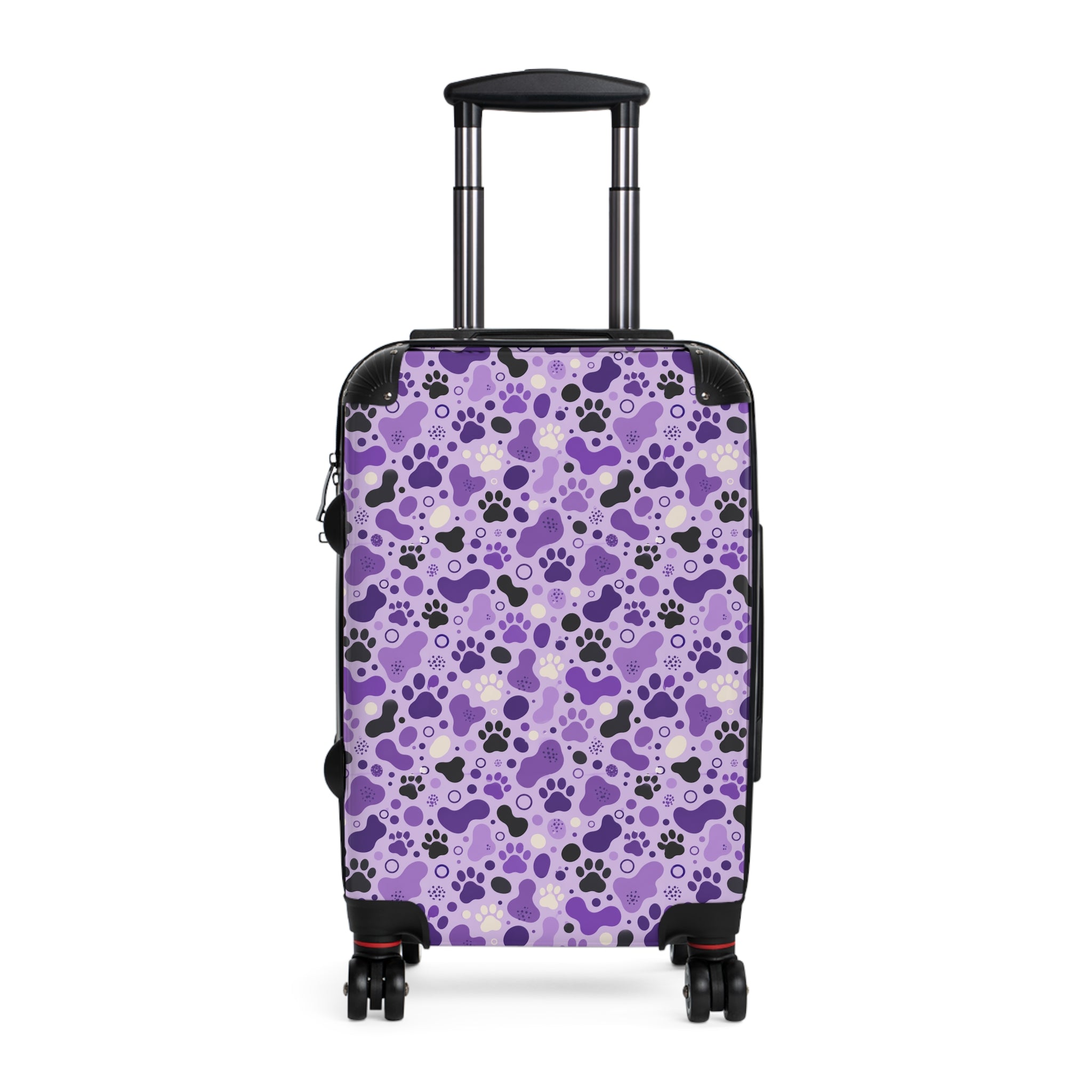 Purple Cat Paw Print Hard-Shell Suitcase | Abstract Cat Lover Luggage