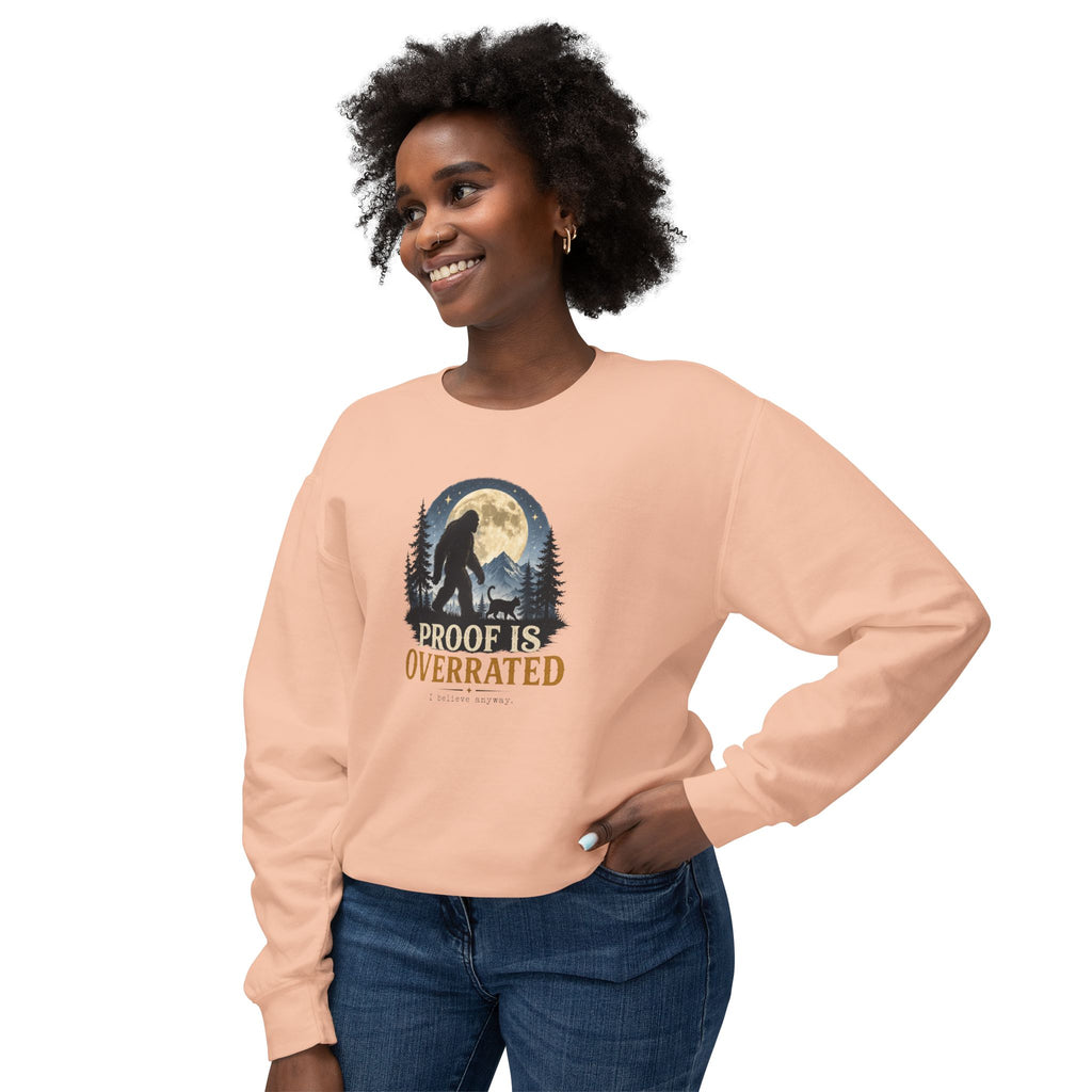 Proof Is Overrated Sasquatch & Cat Crewneck Sweatshirt