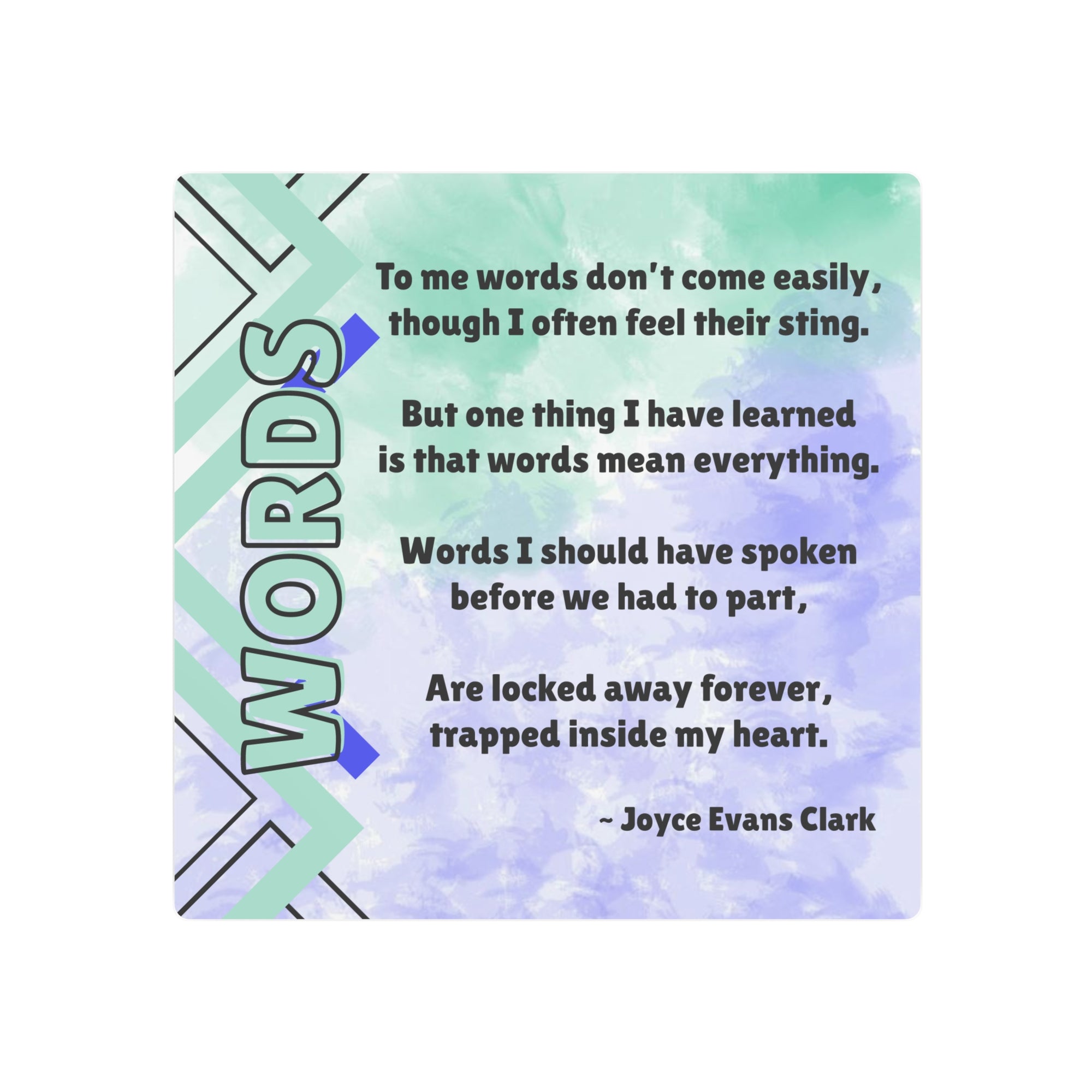 Words Poetry Metal Wall Art Sign, by JEC