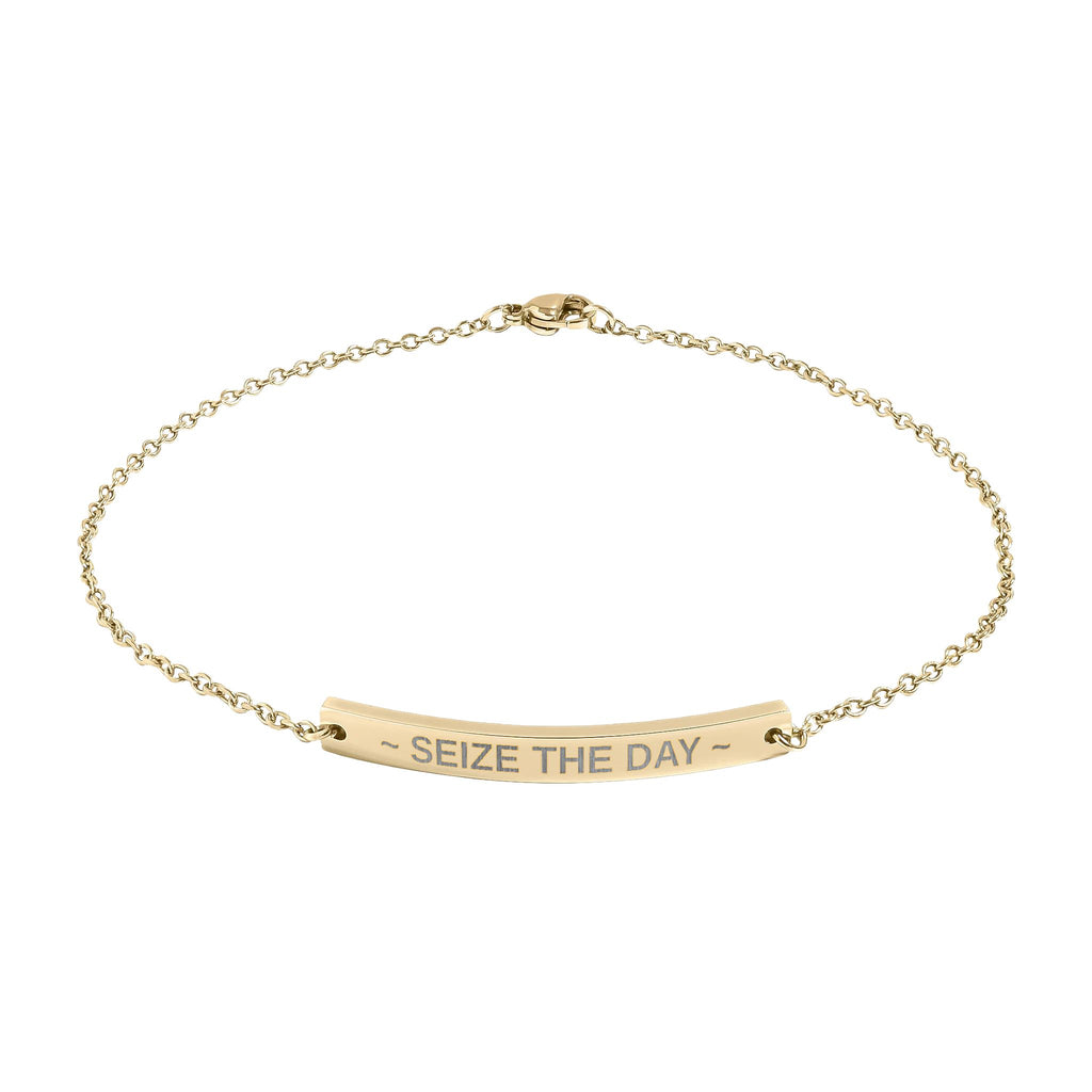Seize the Day Engraved Anklet | Inspirational Stainless Steel Anklet