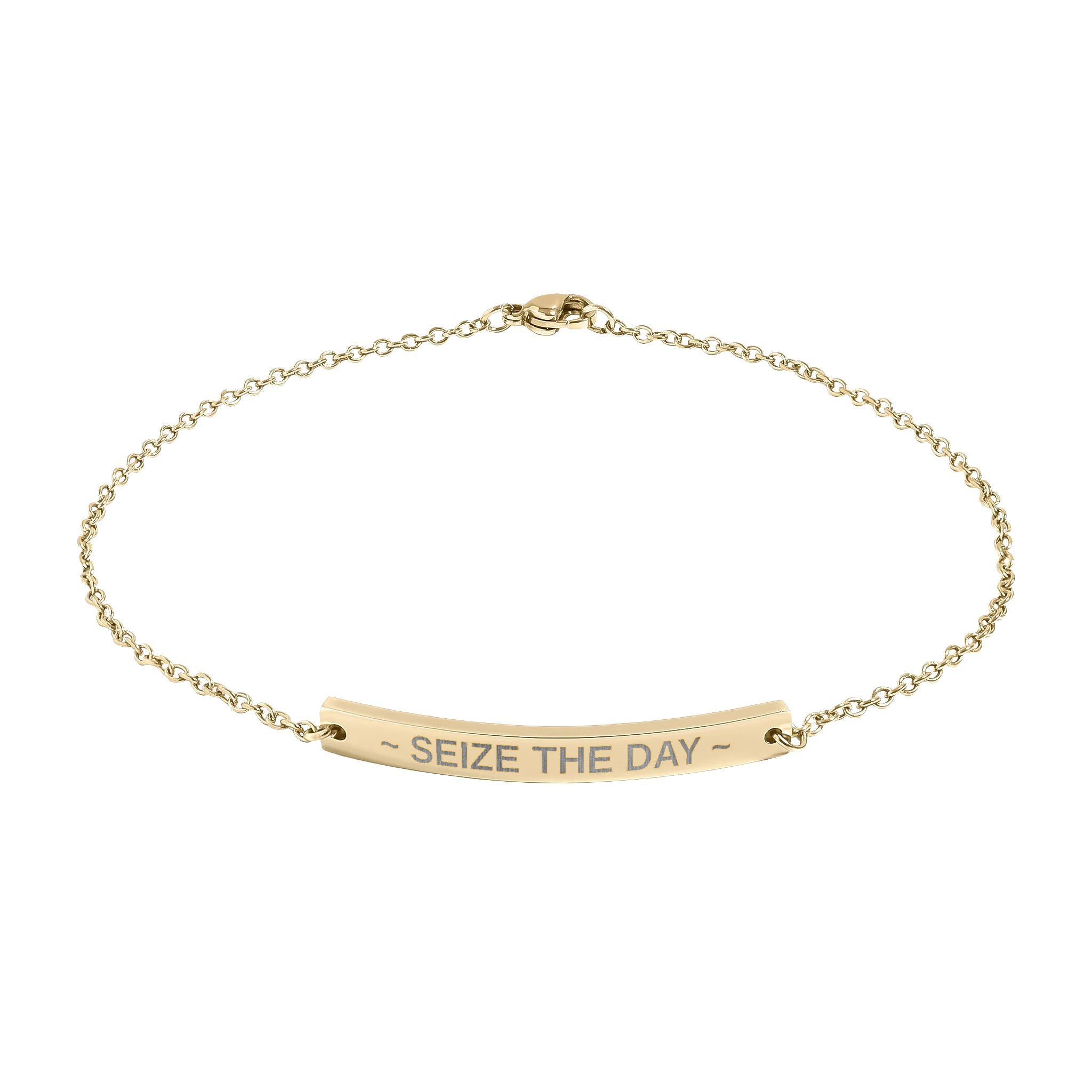 Seize the Day Engraved Anklet | Inspirational Stainless Steel Anklet