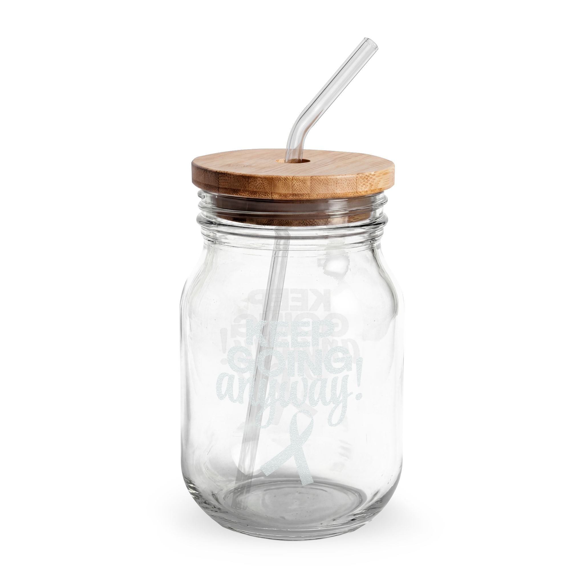 Keep Going Anyway Epilepsy Awareness Engraved Glass Sipper with Straw, 16 oz