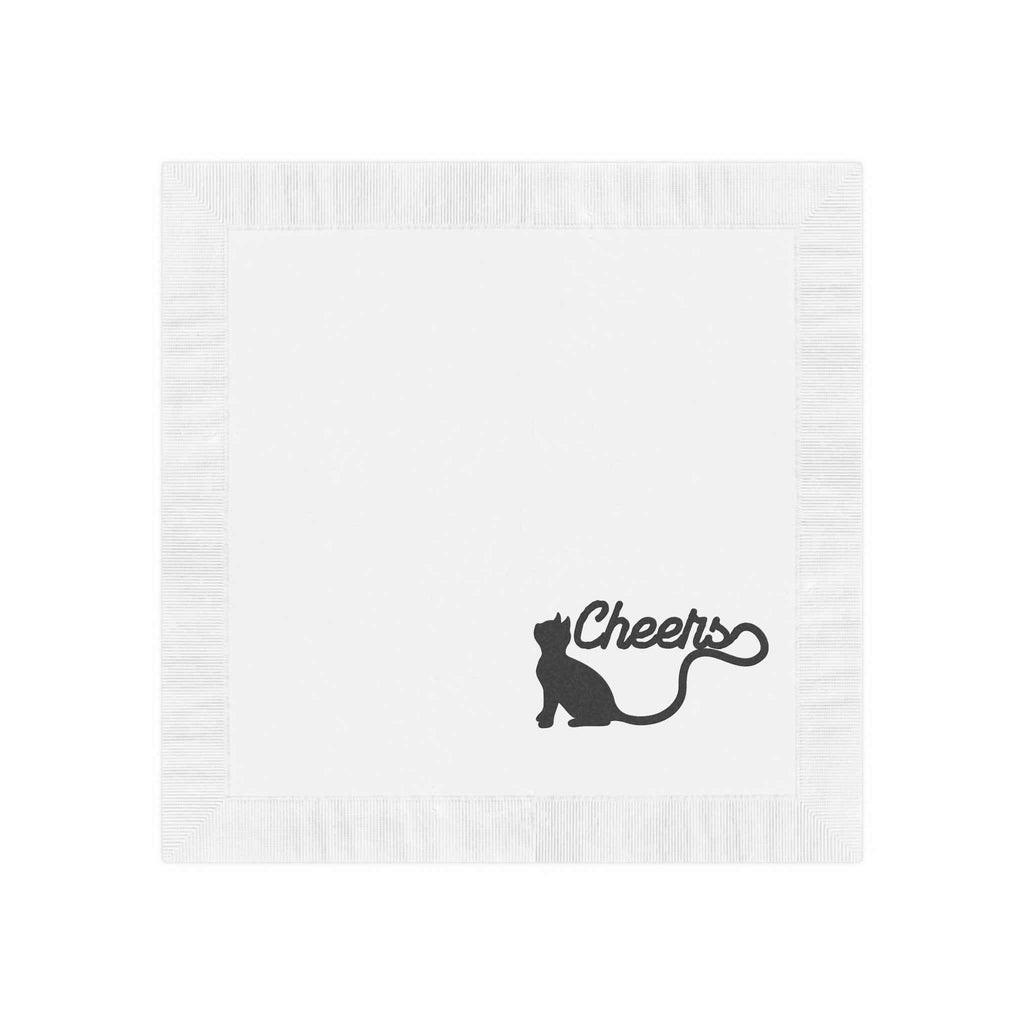 “Cheers Cat Tail” Cocktail & Luncheon Napkins – Minimalist Long-Tail Silhouette Design